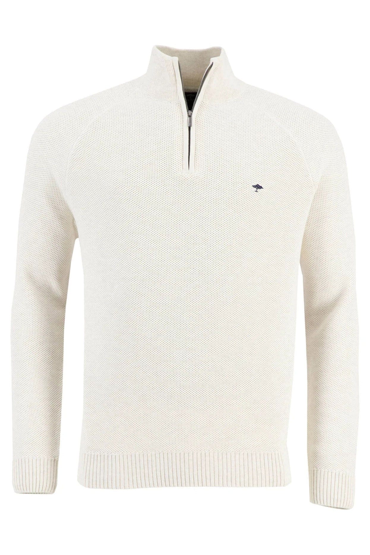 Fynch Hatton Structured Knit Quarter Zip - Off White