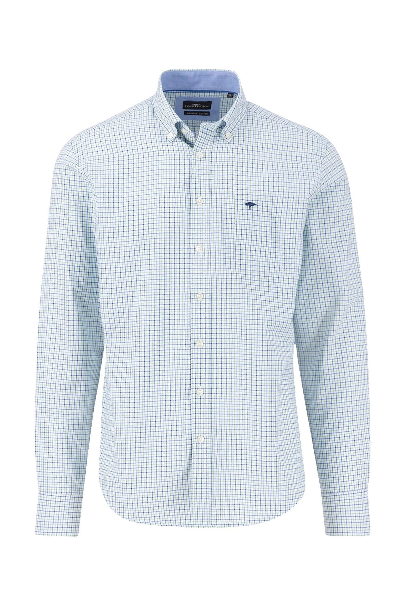 Fynch Hatton Summer Oxford Check Shirt - Turf Green