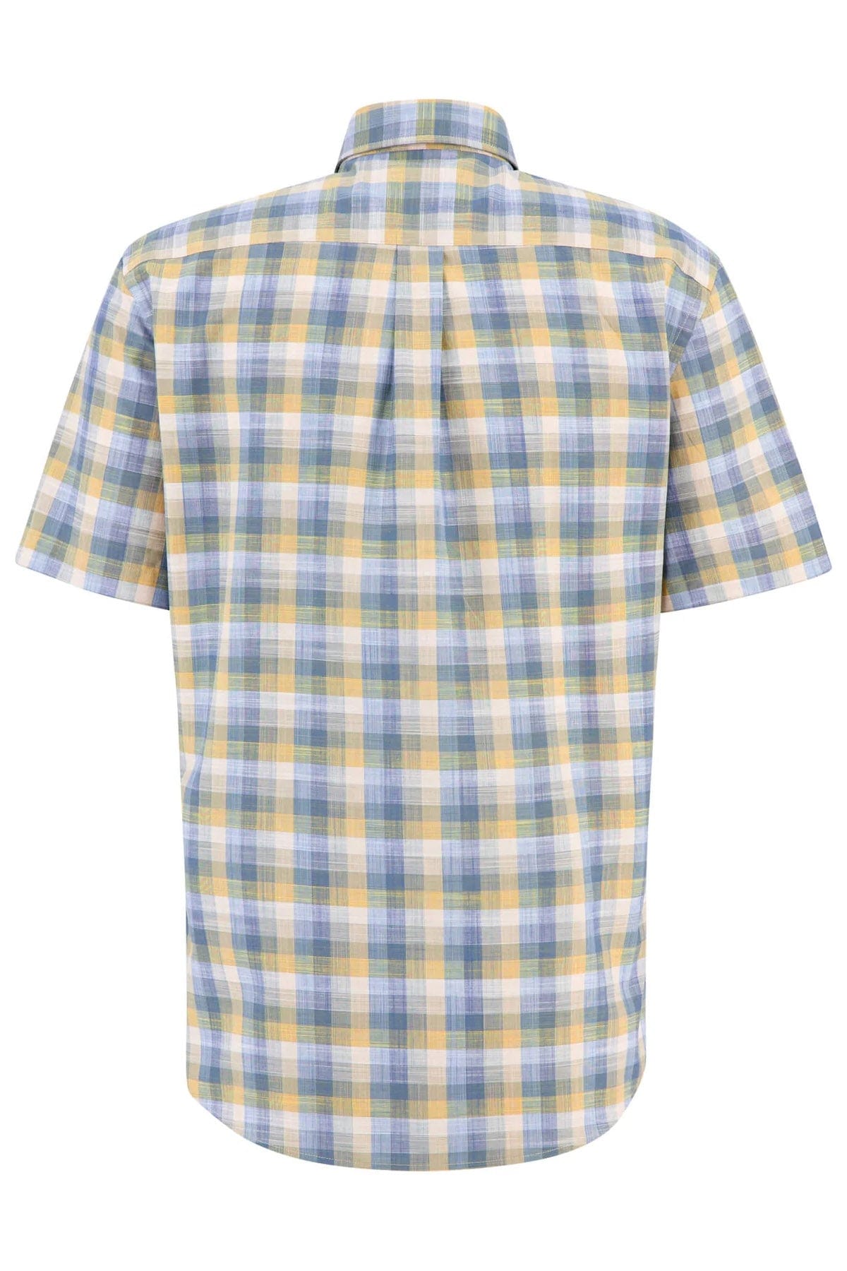 Fynch Hatton Summer Slub Check Short Sleeve Shirt - Soft Sun