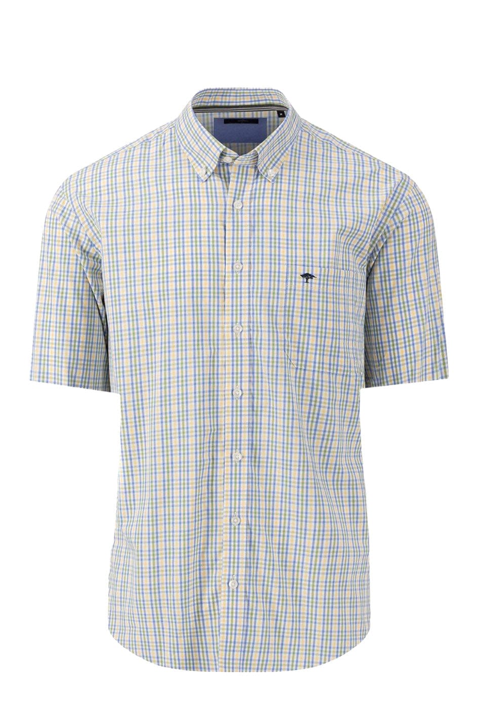 Fynch Hatton Superfine Check Short Sleeve Shirt - Pineapple