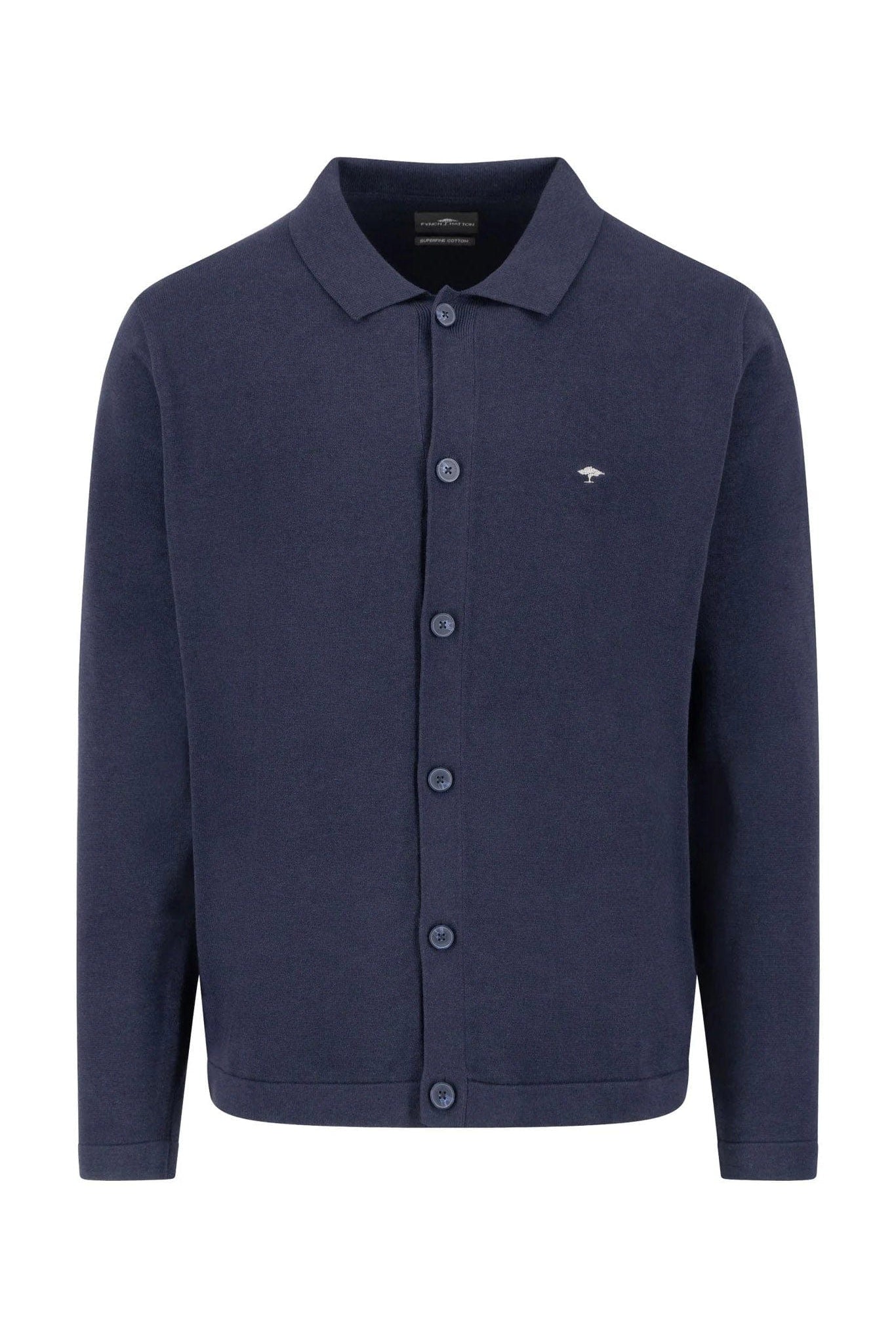 Fynch Hatton Superfine Cotton Buttoned Cardigan - Navy