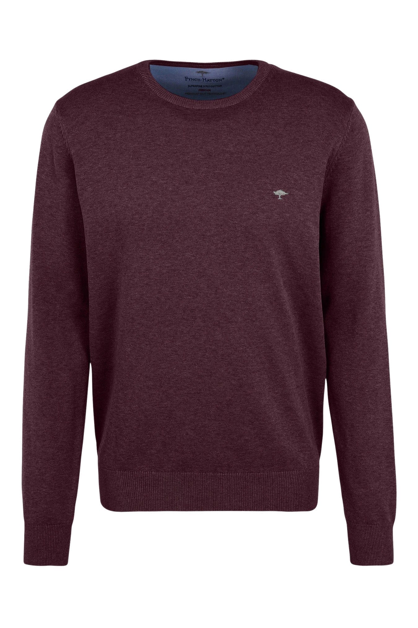 Fynch Hatton Superfine Cotton Crew Neck Jumper - Amarena