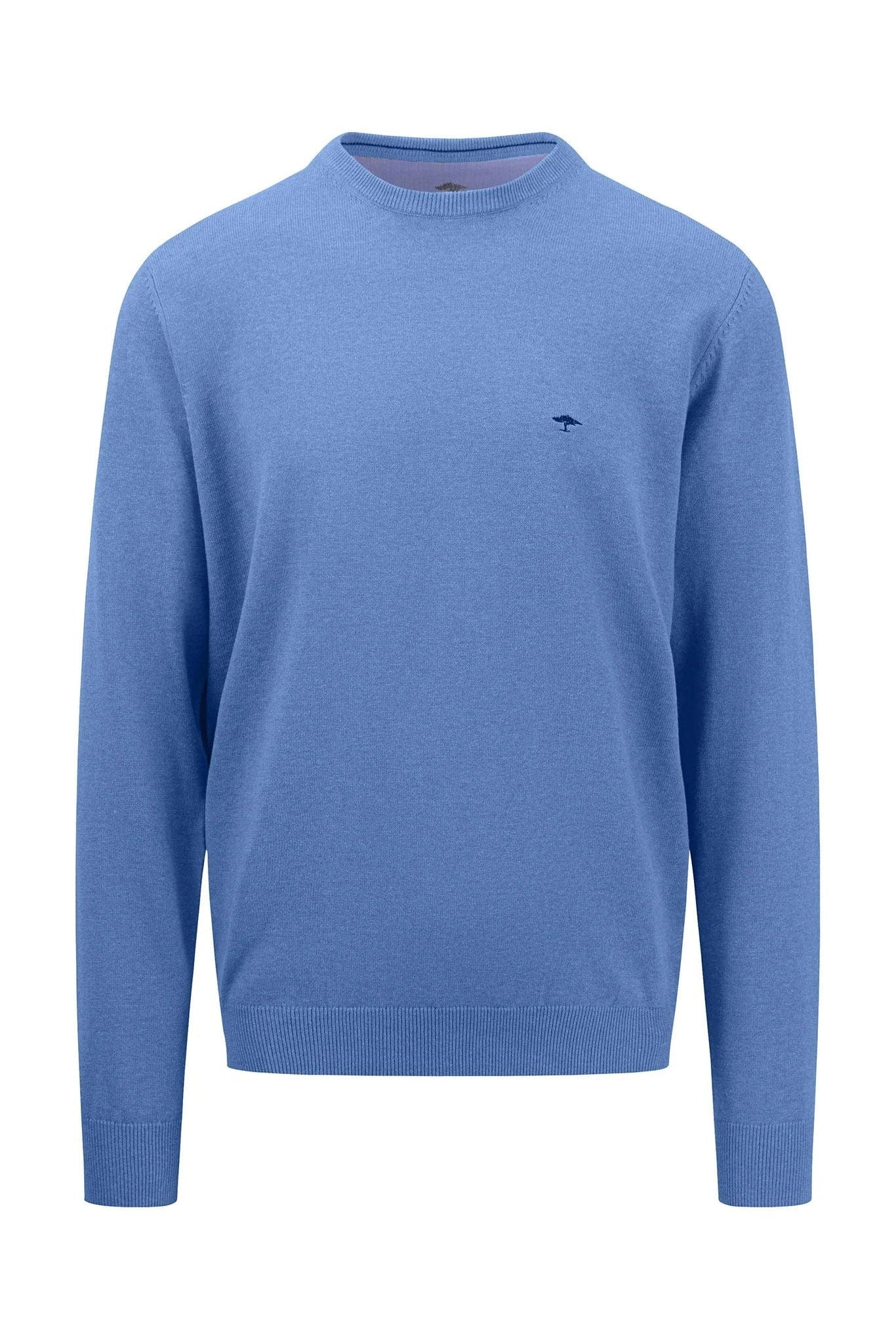 Fynch Hatton Superfine Cotton Crew Neck Jumper - Crystal Blue