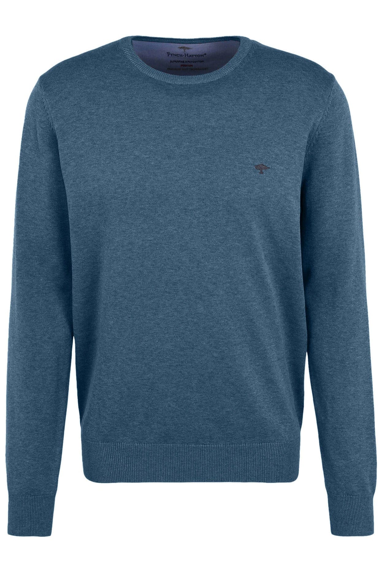 Fynch Hatton Superfine Cotton Crew Neck Jumper - Dolphin