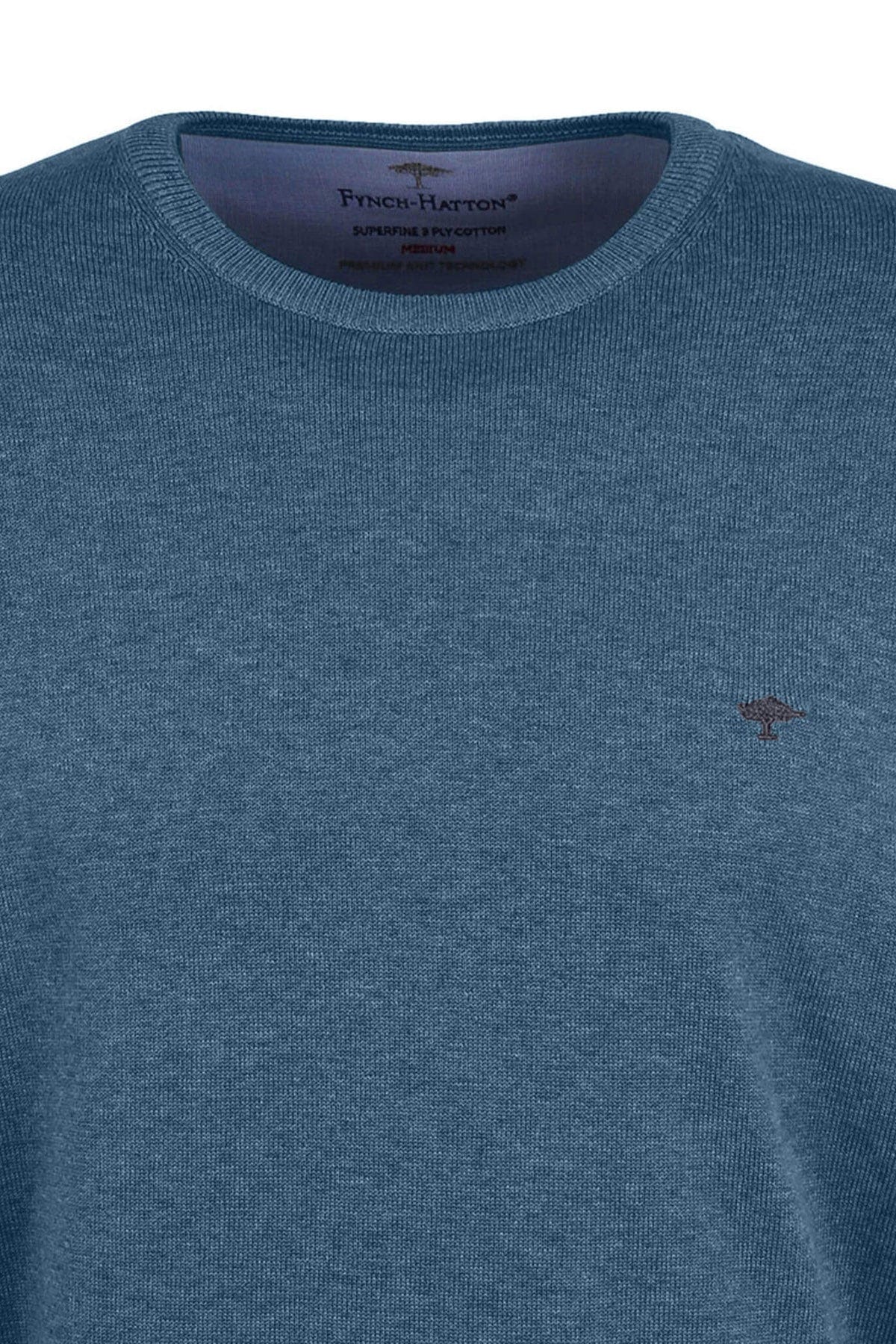 Fynch Hatton Superfine Cotton Crew Neck Jumper - Dolphin