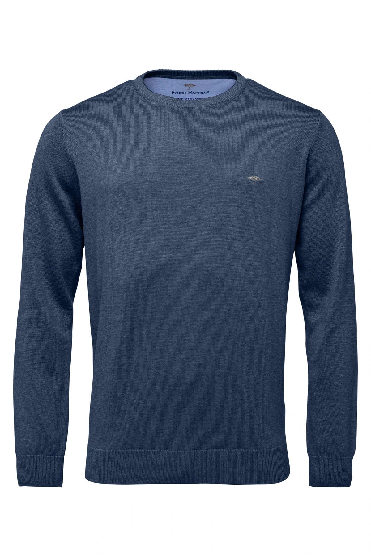 Fynch Hatton Superfine Cotton Crew Neck Jumper - Night