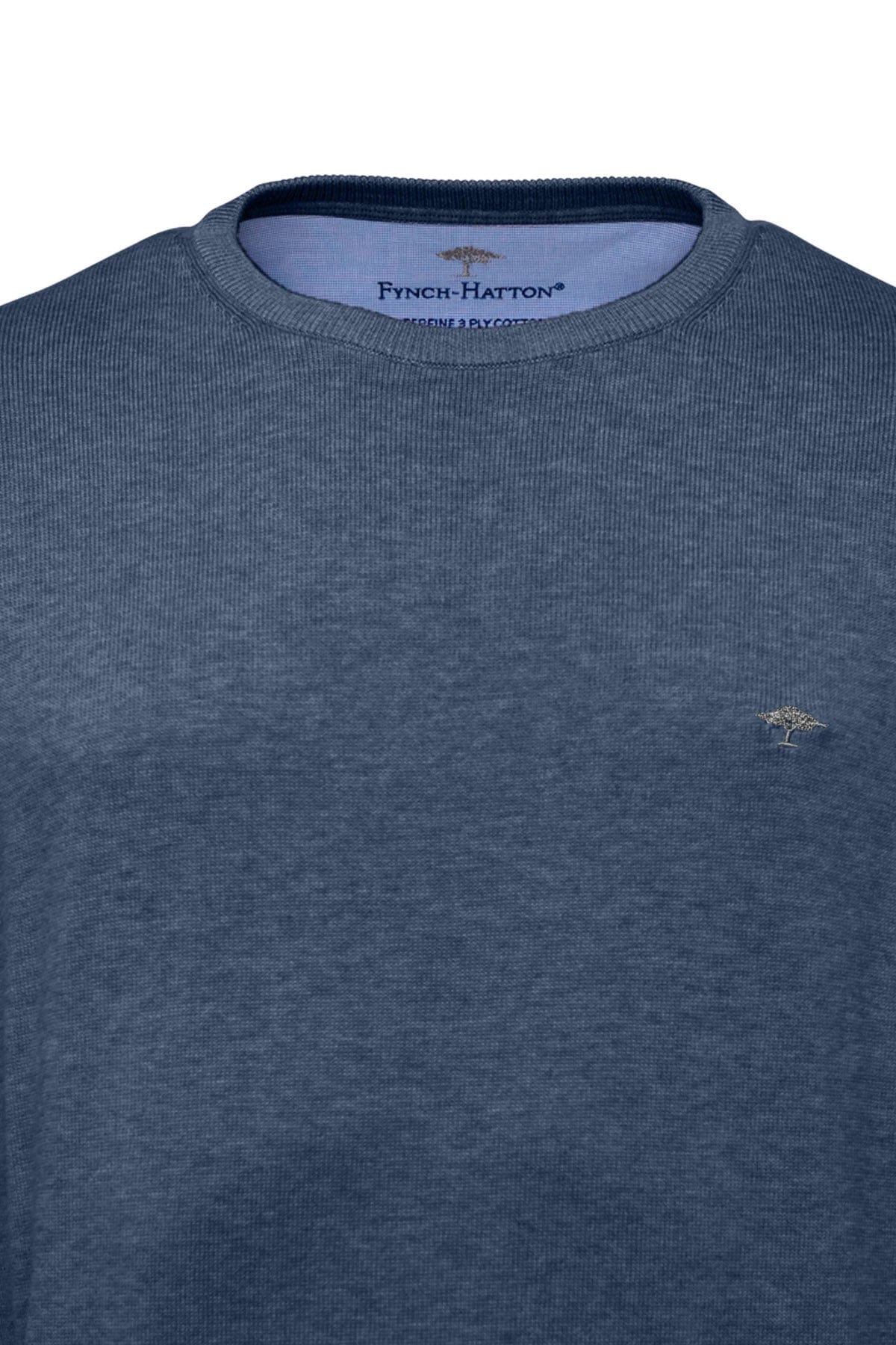 Fynch Hatton Superfine Cotton Crew Neck Jumper - Night