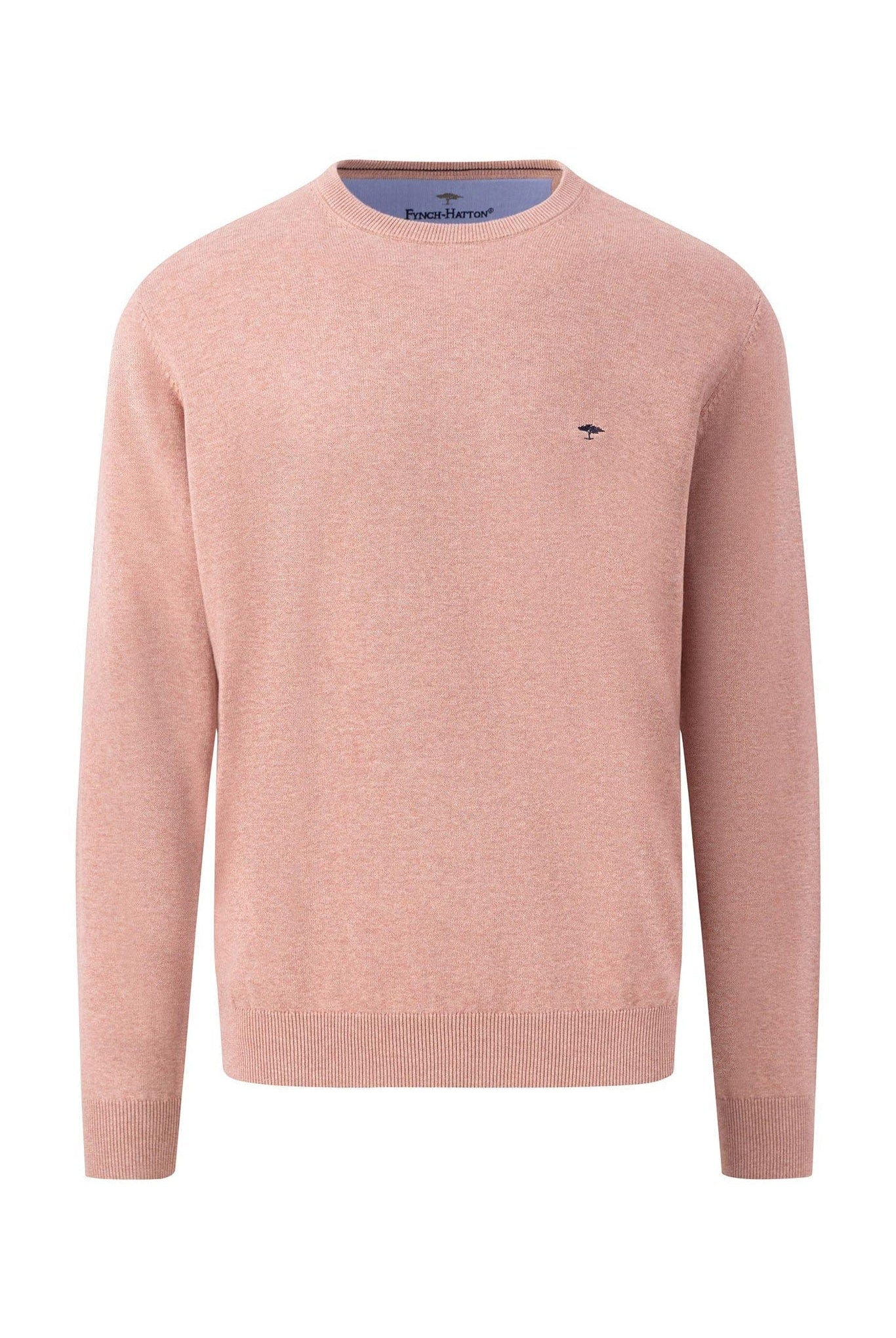 Fynch Hatton Superfine Cotton Crew Neck Jumper - Pale Berry