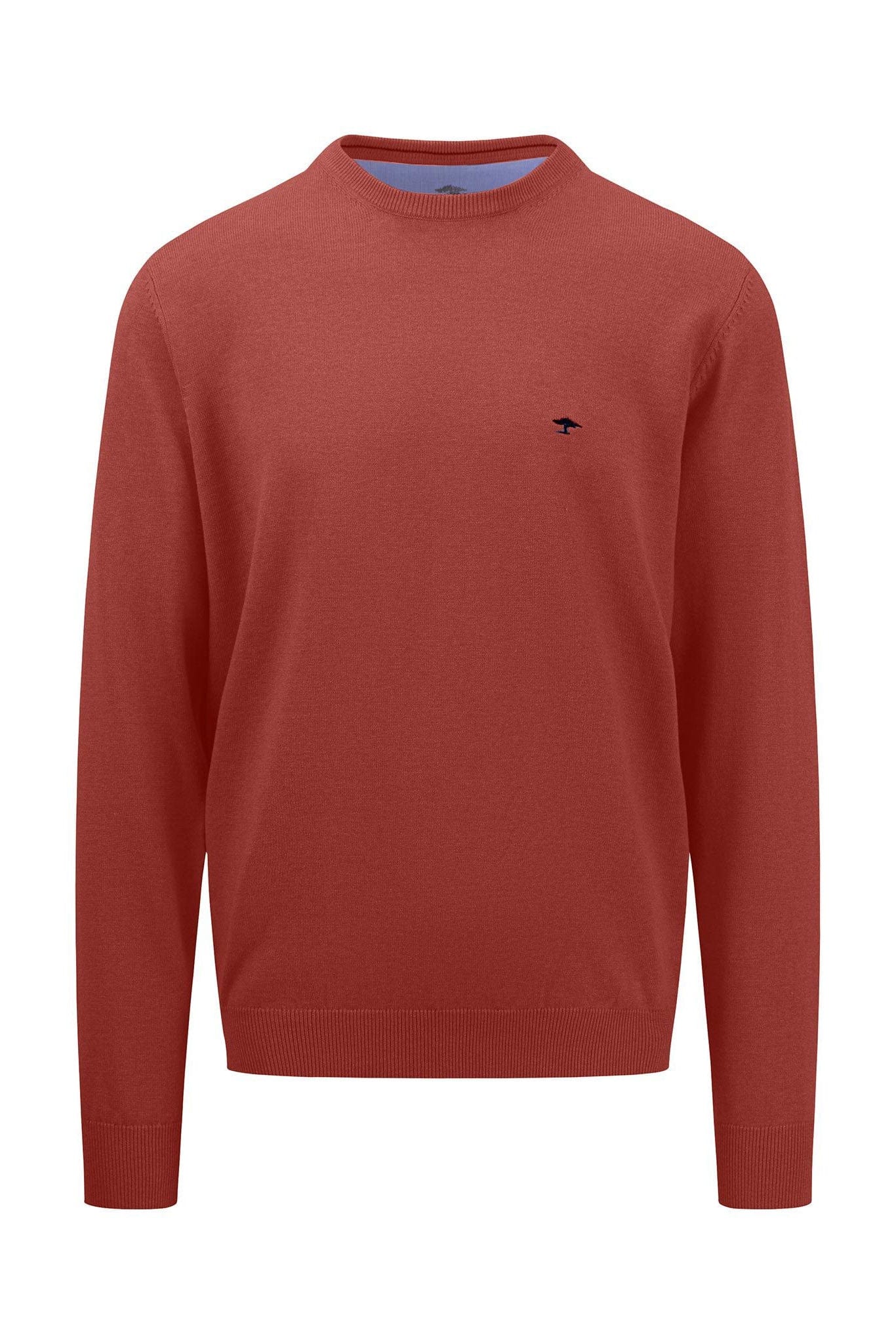 Fynch Hatton Superfine Cotton Crew Neck Jumper - Rust