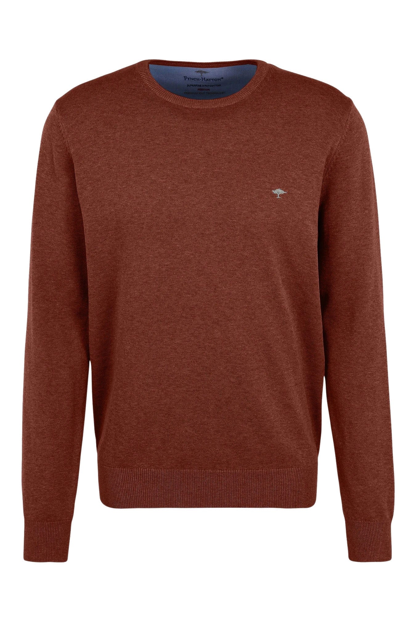 Fynch Hatton Superfine Cotton Crew Neck Jumper - Terracotta