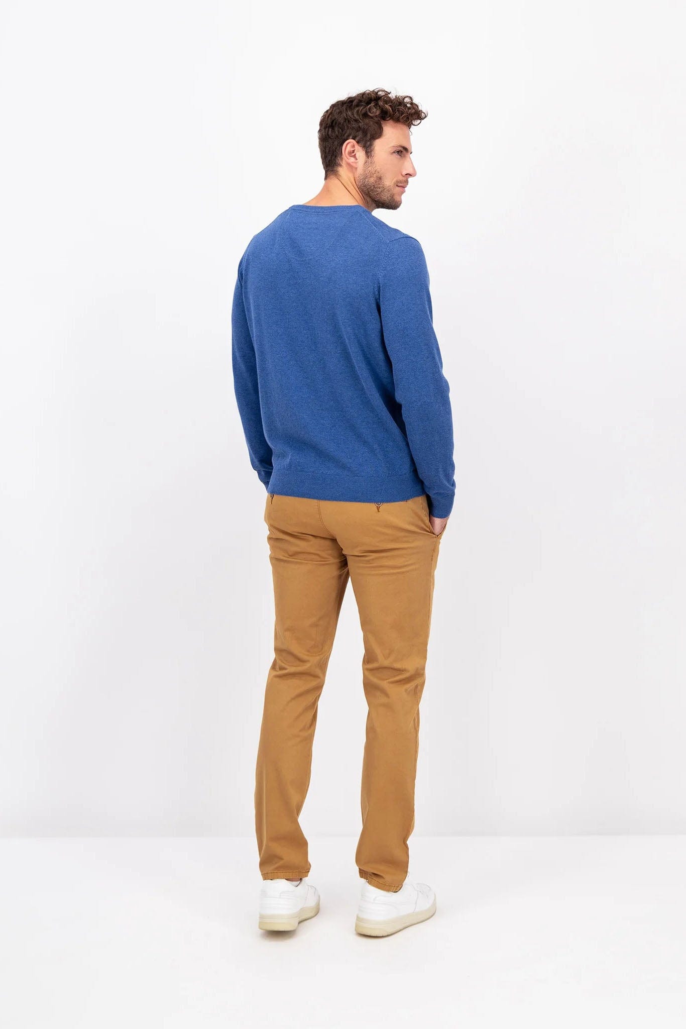 Fynch Hatton Superfine Cotton Crew Neck Jumper - Wave Blue