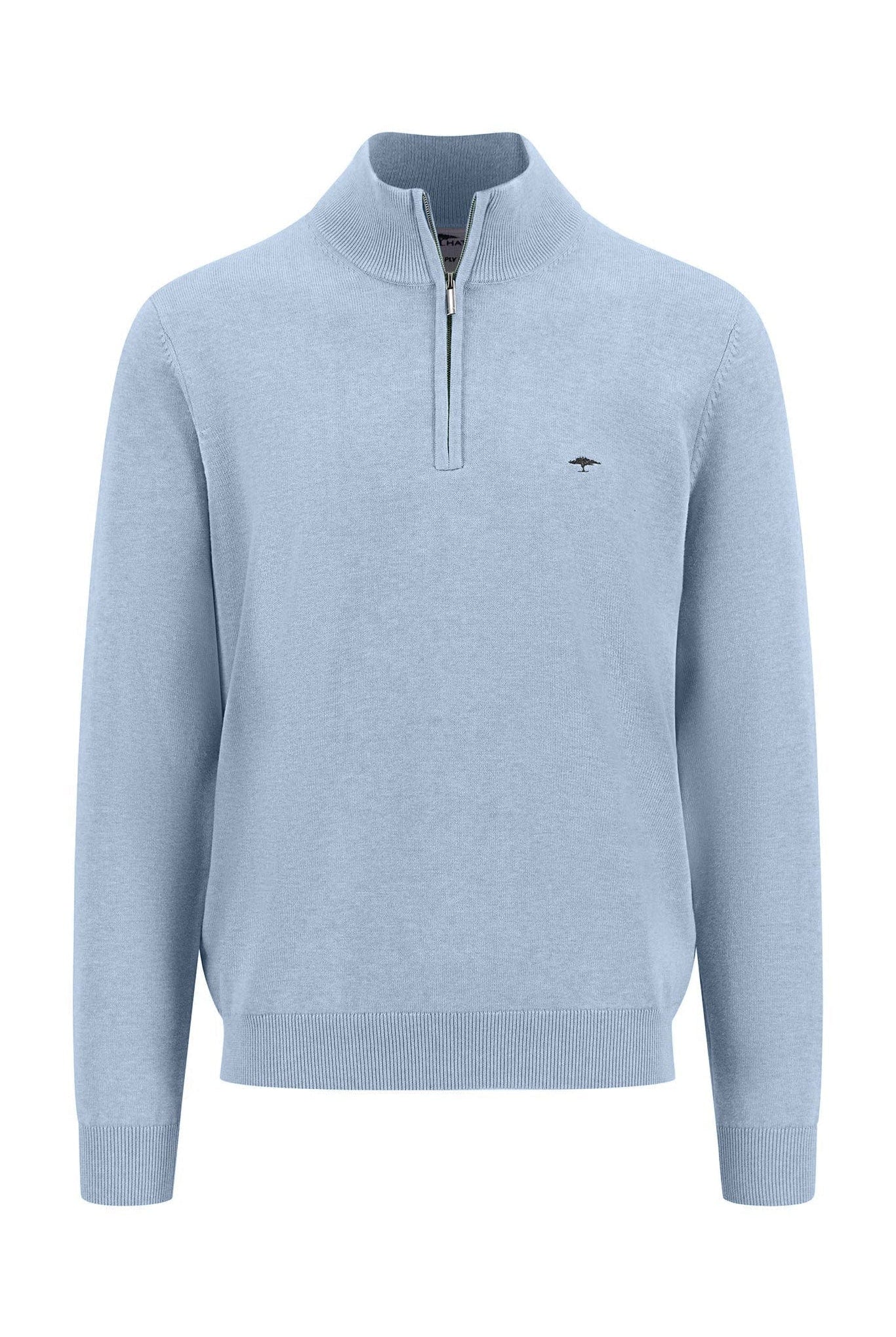 Fynch Hatton Superfine Cotton Quarter Zip Jumper - Summer Breeze
