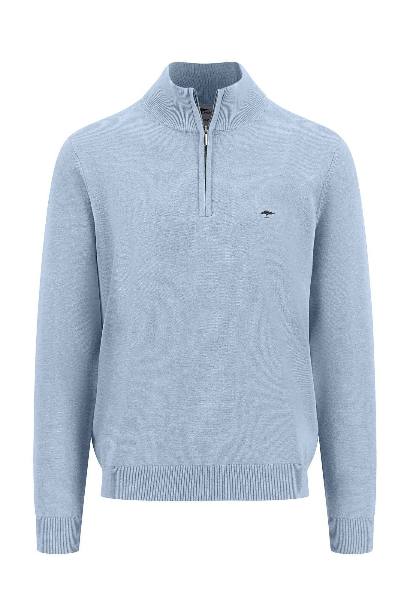 Fynch Hatton Superfine Cotton Quarter Zip Jumper - Summer Breeze