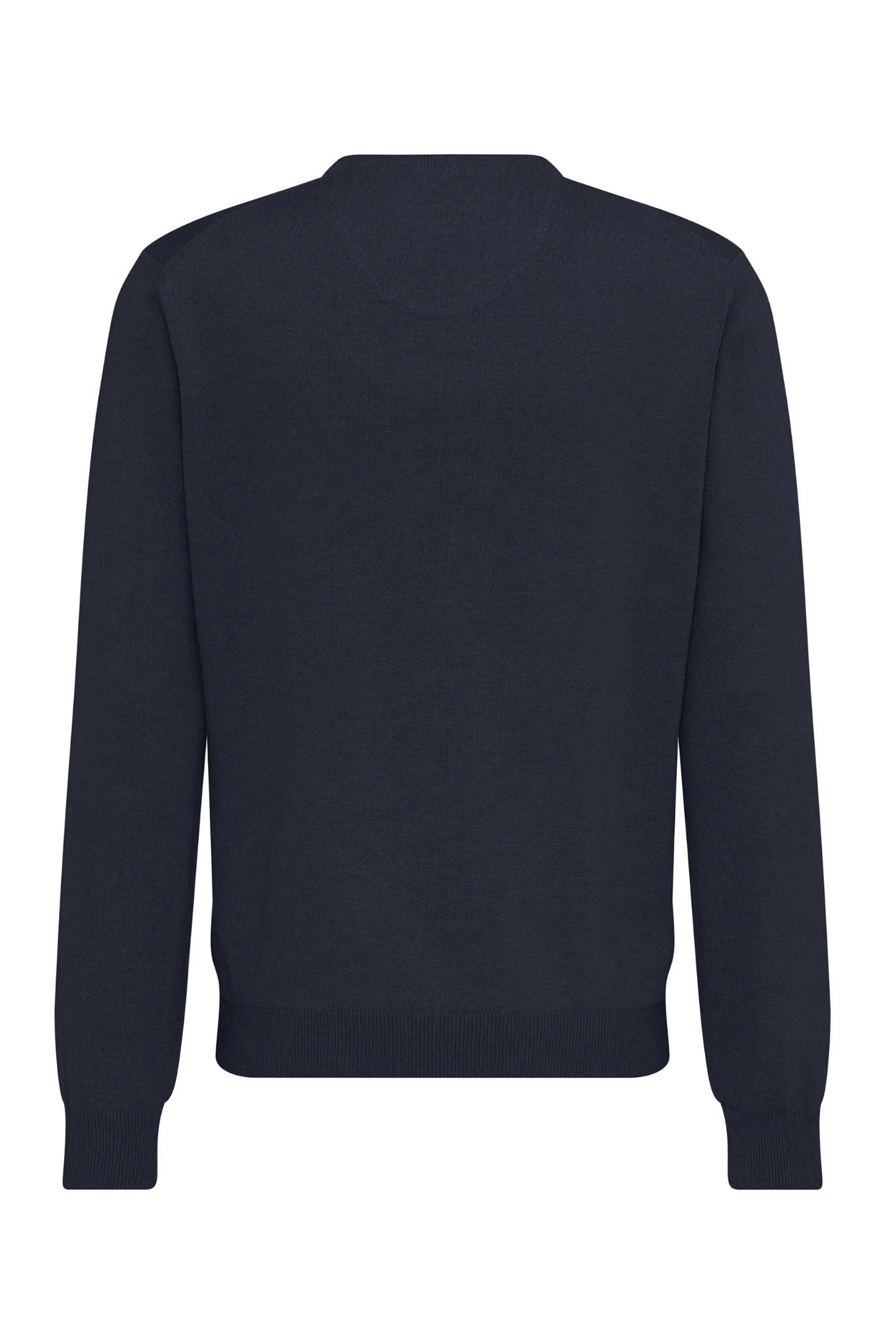 Fynch Hatton Superfine Cotton V-Neck Jumper - Navy