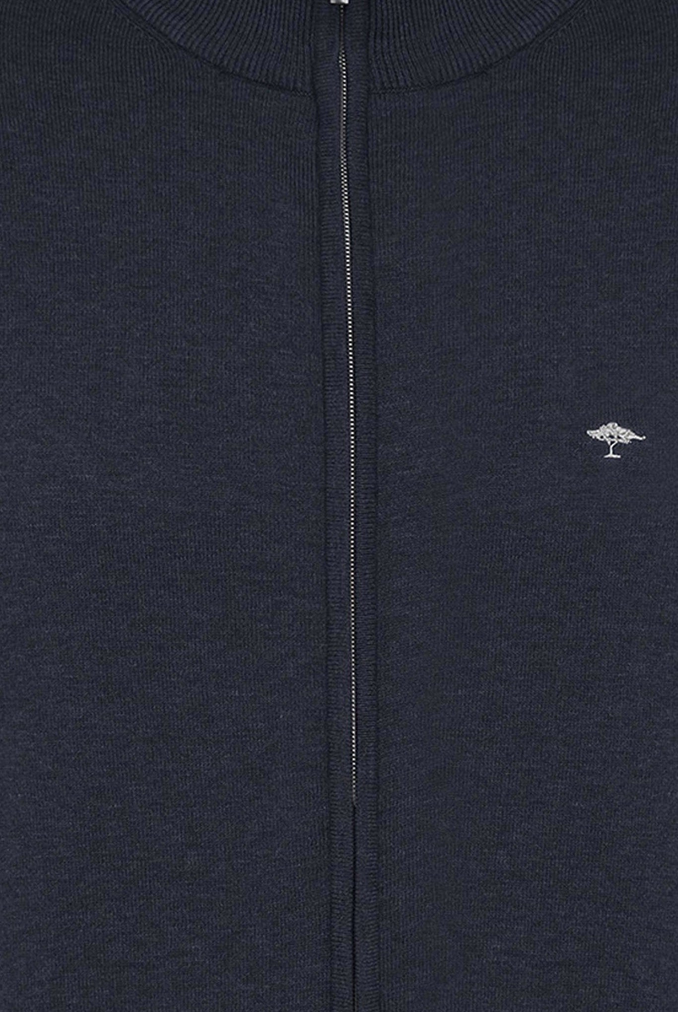 Fynch Hatton Superfine Cotton Zip-Through Cardigan - Navy