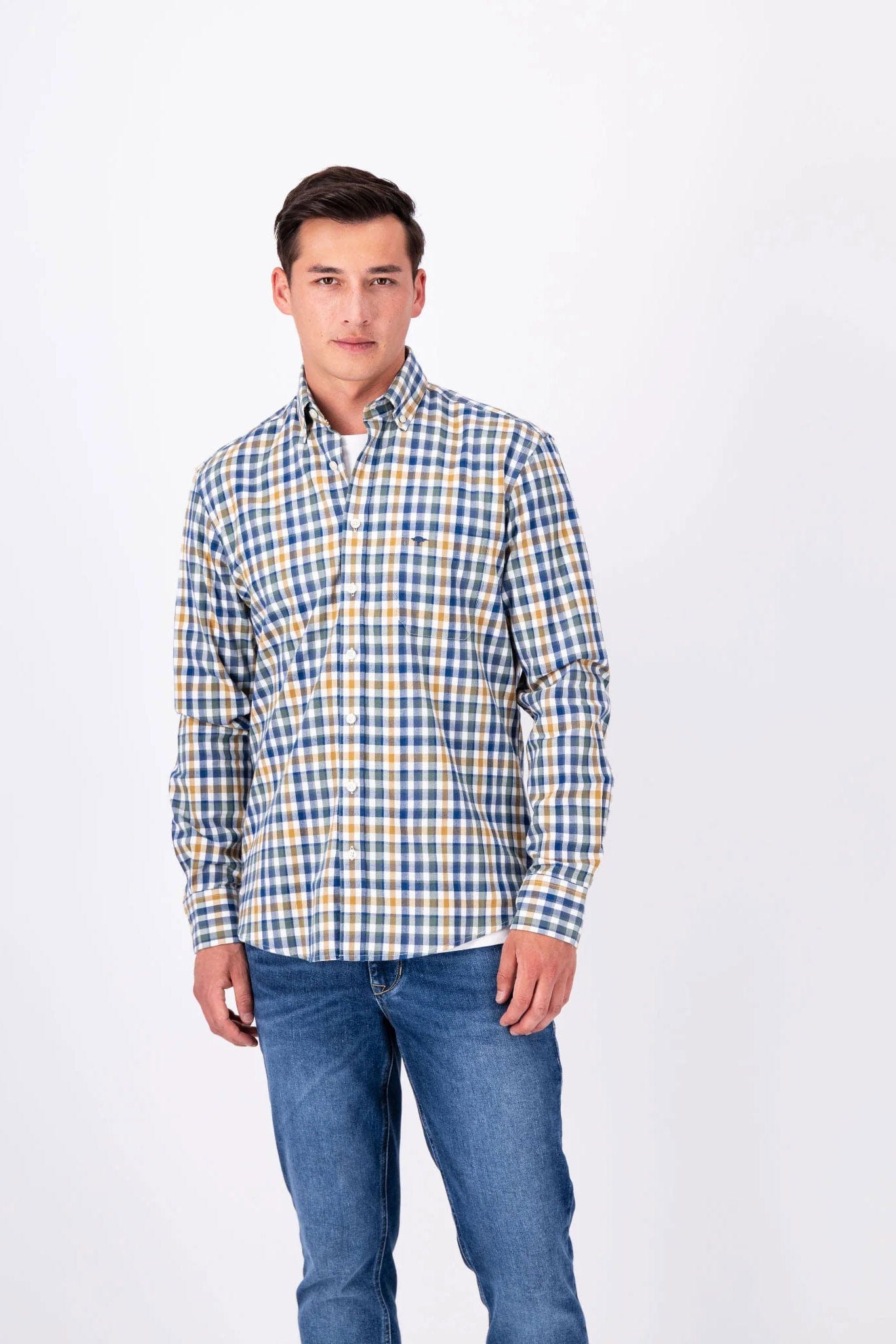Fynch Hatton Supersoft Brushed Cotton Check Shirt - Caramel