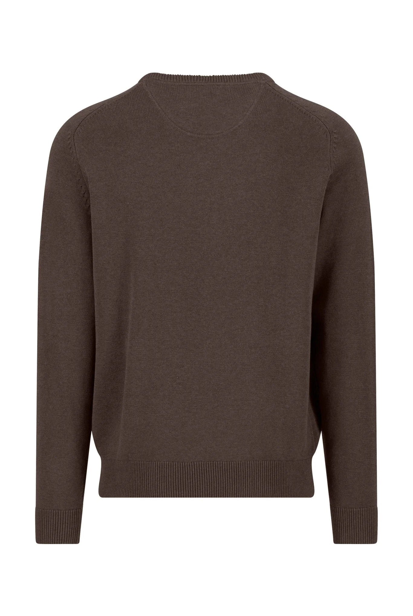 Fynch Hatton Supersoft Cotton V-Neck Jumper - Earth