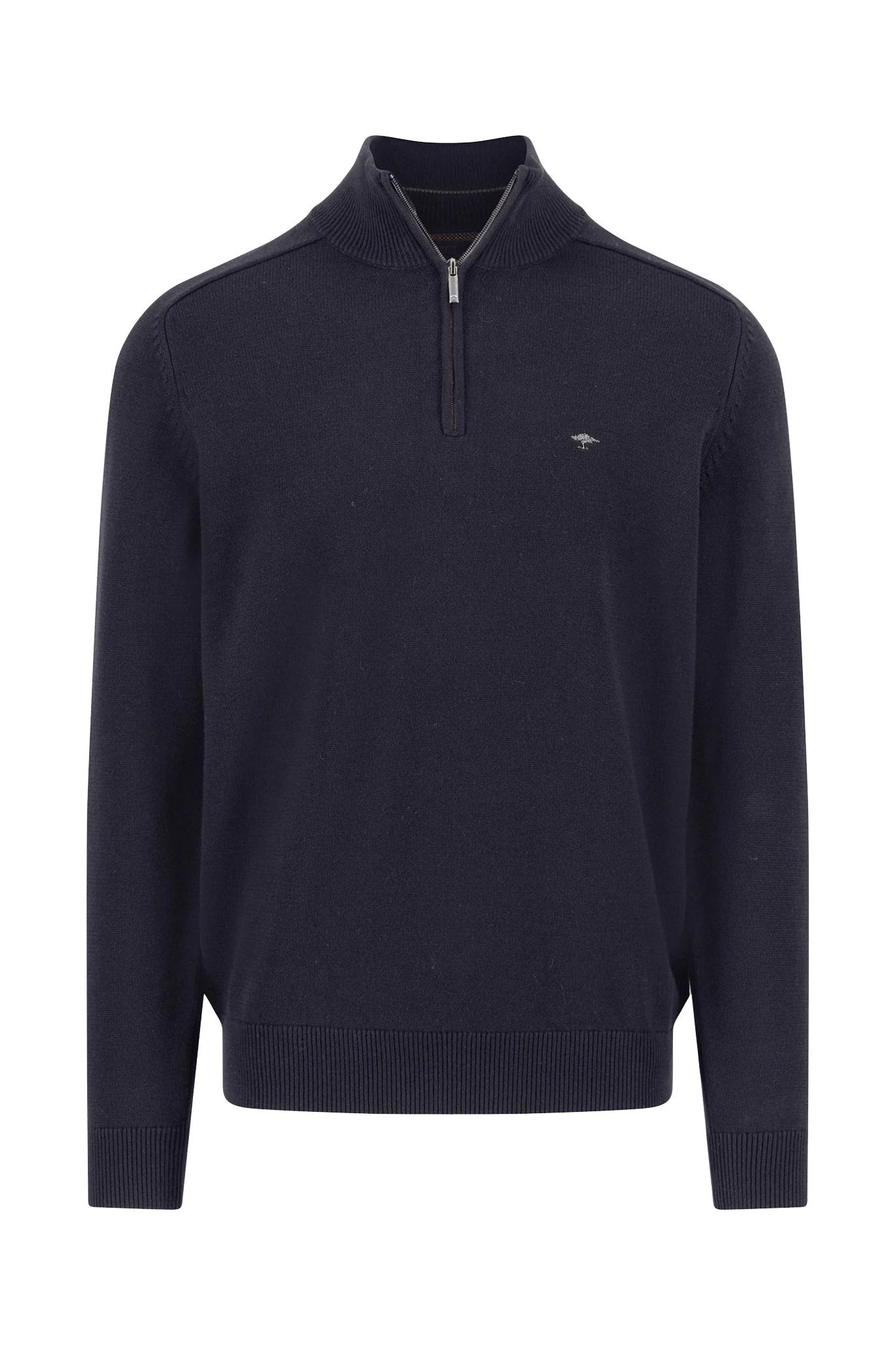 Fynch Hatton Supersoft Quarter Zip Jumper - Navy