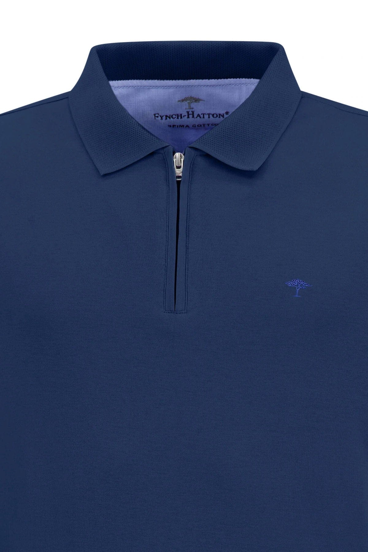 Fynch Hatton Supima Cotton Zip Polo Shirt - Midnight