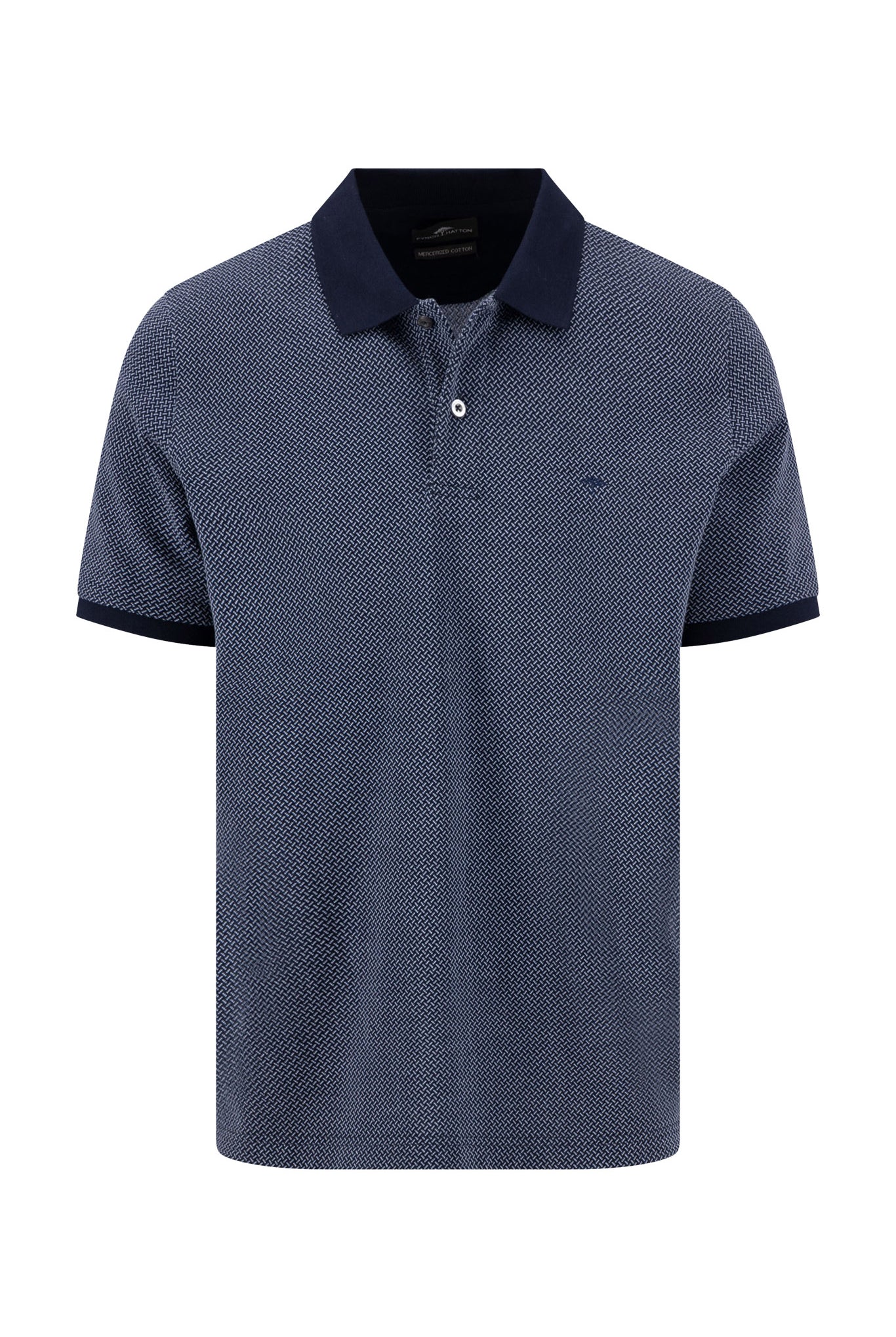 Fynch Hatton Two Tone Mercerised Cotton Polo - Navy