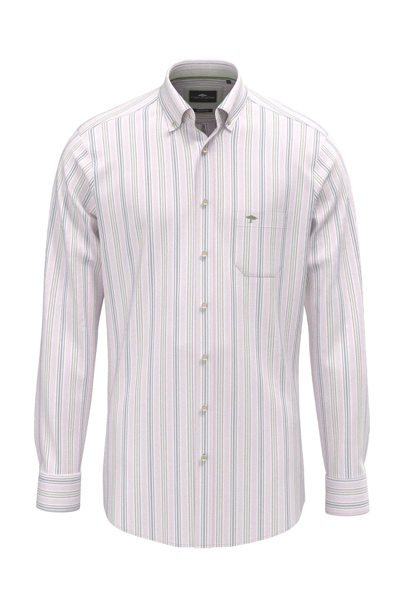 Fynch Hatton Washed Oxford Stripe Shirt - Magnolia