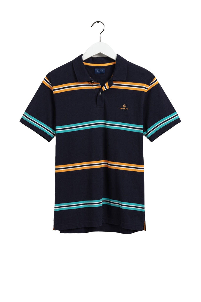 GANT Narrow Stripe Pique Polo Shirt - Evening Blue