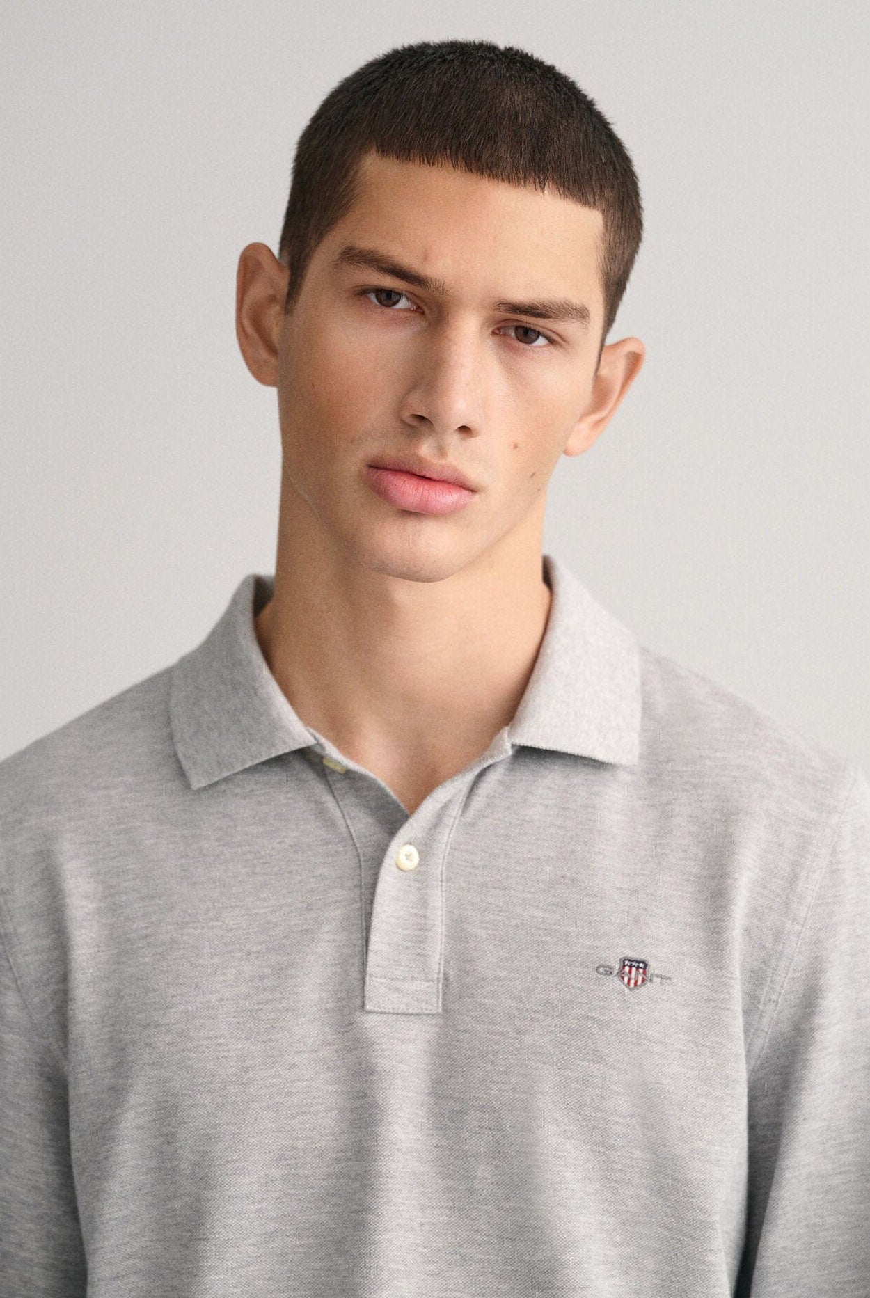 GANT Regular Fit Long Sleeve Polo - Grey Melange