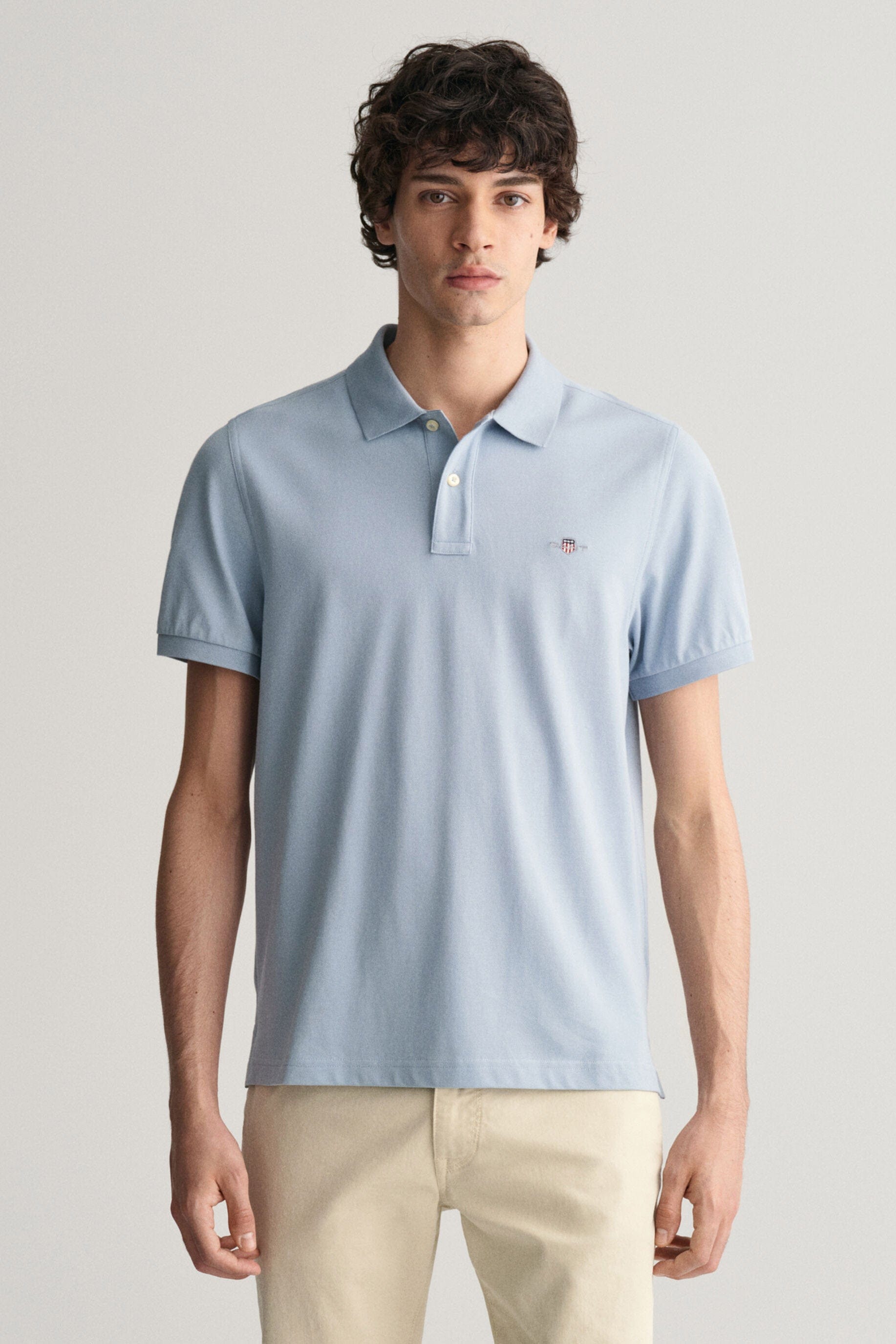 GANT Regular Fit Shield Pique Polo - Dove Blue