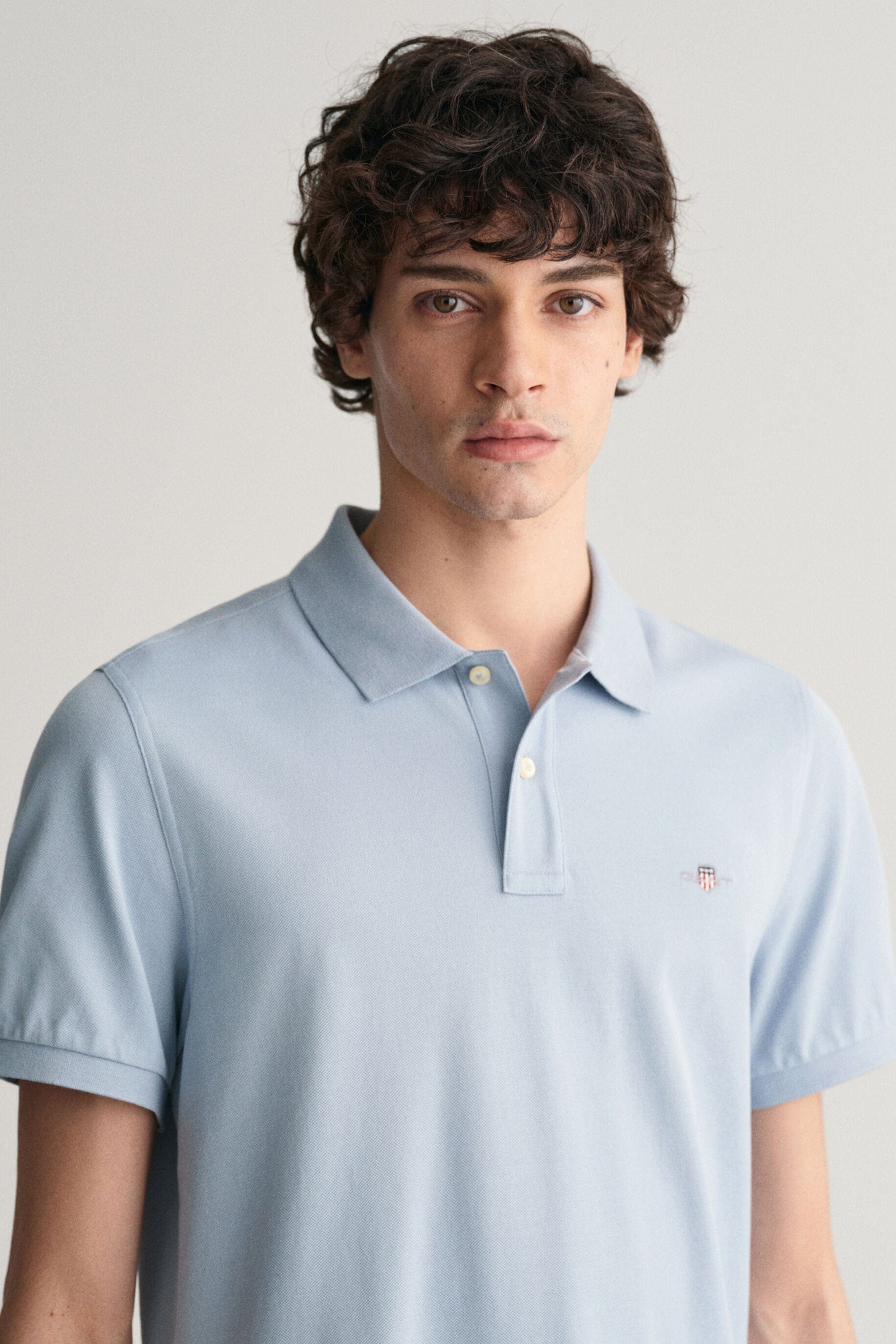 GANT Regular Fit Shield Pique Polo - Dove Blue