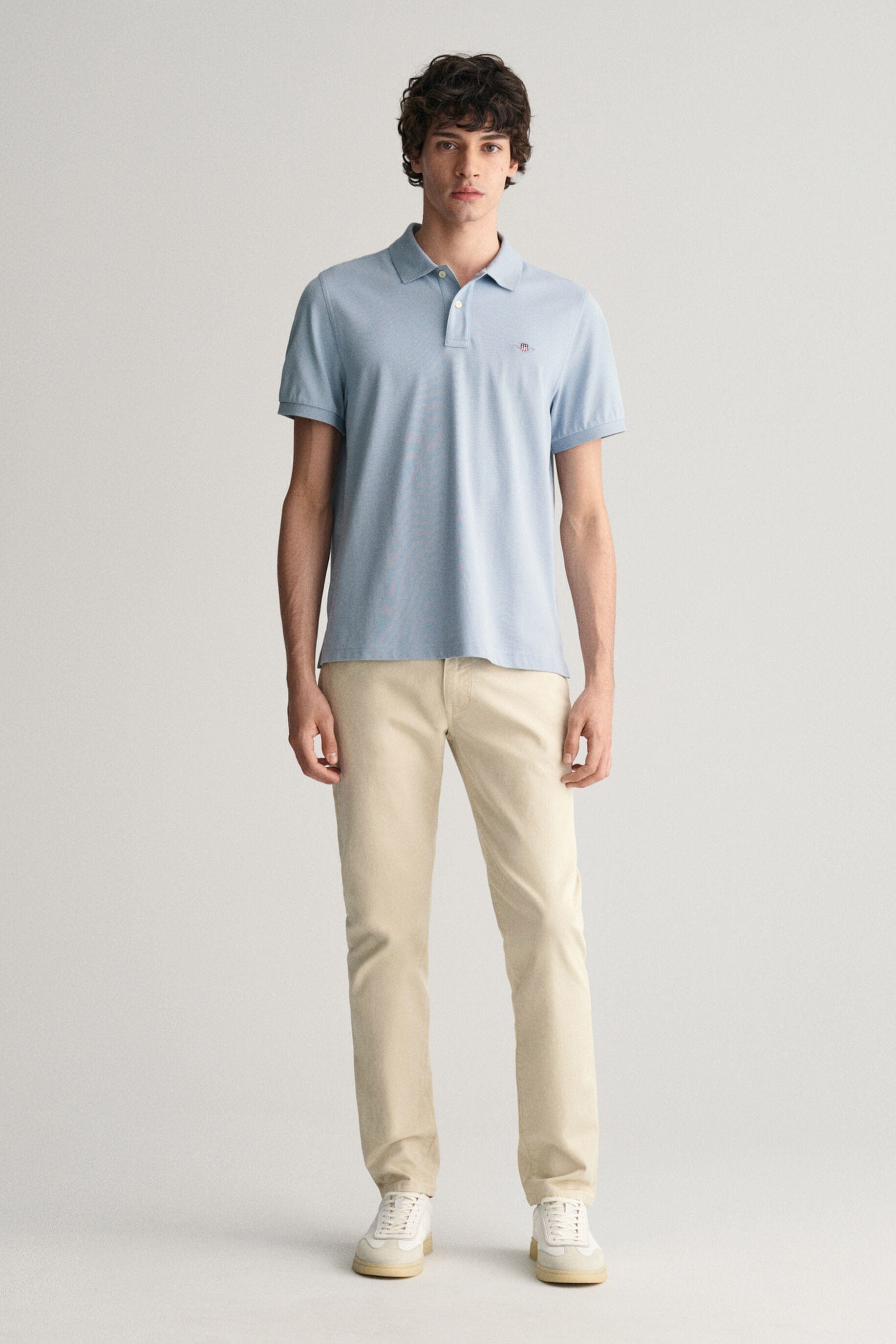 GANT Regular Fit Shield Pique Polo - Dove Blue