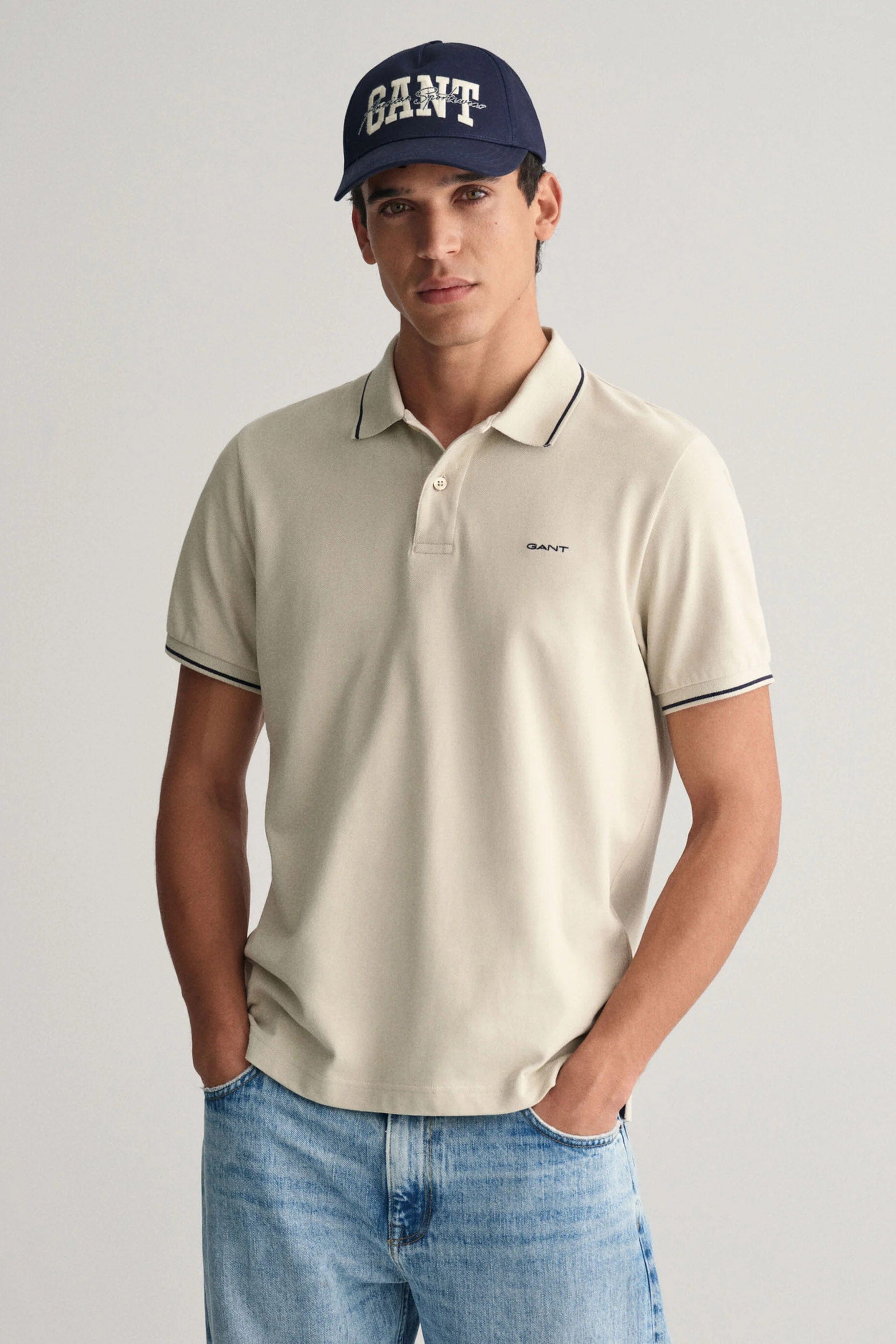 GANT Regular Fit Shield Tipping Pique Polo - Silky Beige