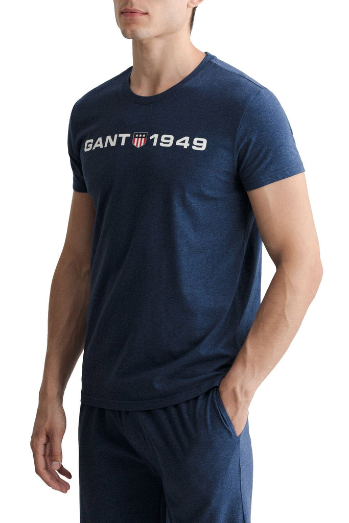 GANT Retro Shield Crew Neck Lounge T-Shirt - Marine Melange