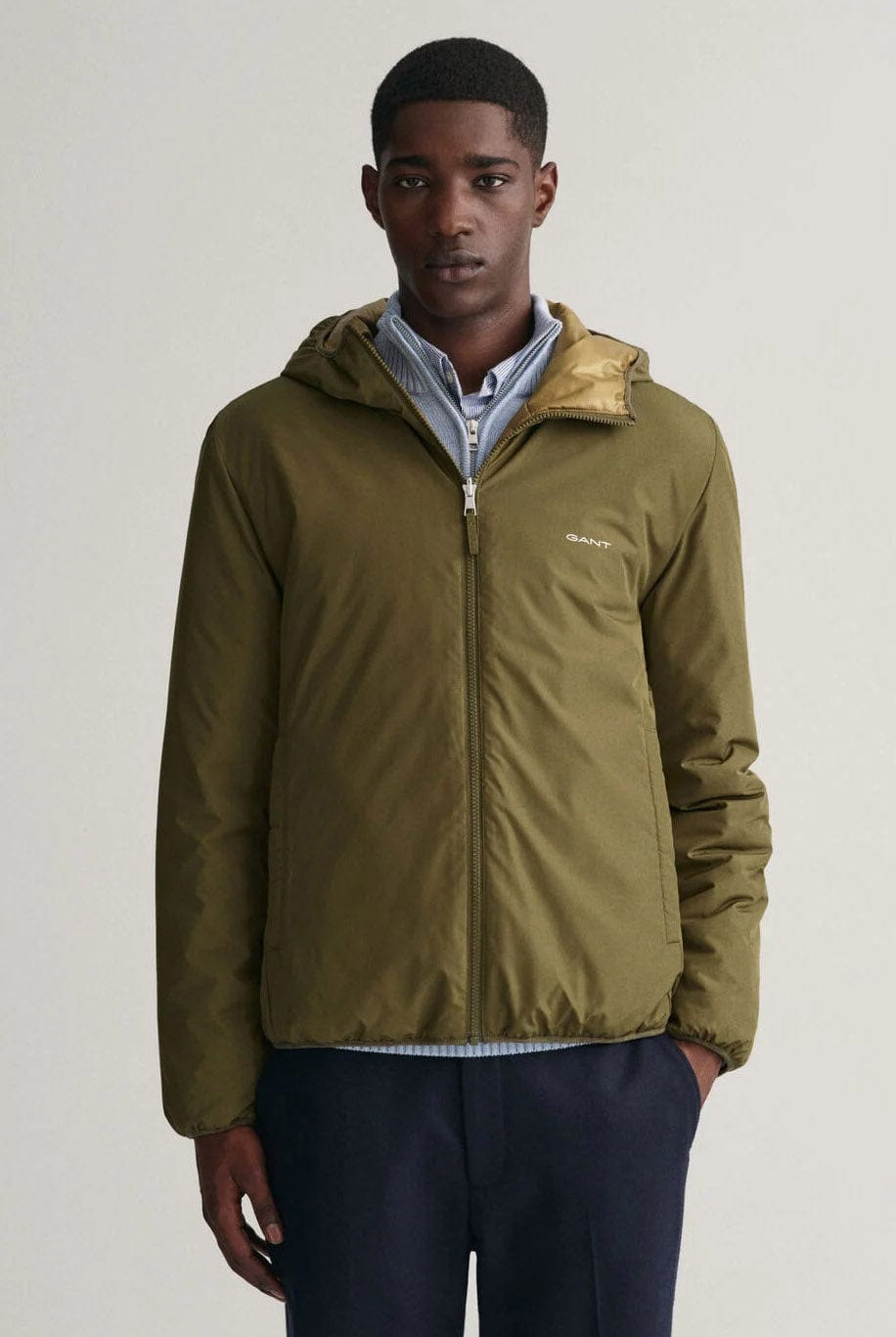 GANT Reversible Hooded Jacket - Dark Cactus