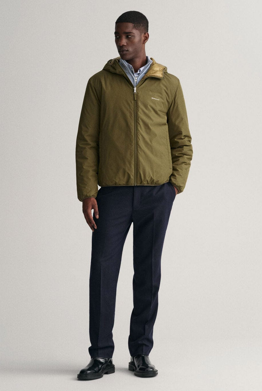 GANT Reversible Hooded Jacket - Dark Cactus