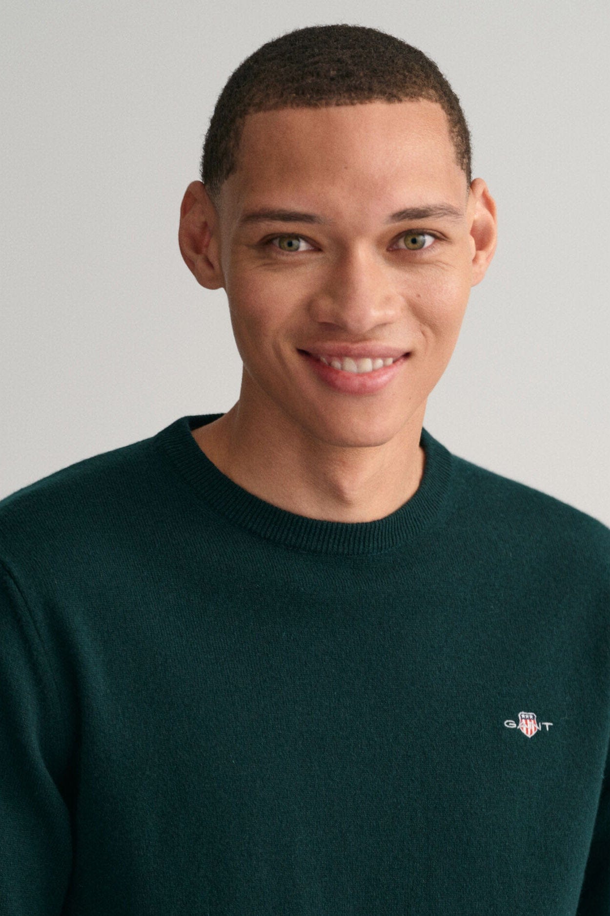 GANT Superfine Lambswool Crew Neck - Tartan Green