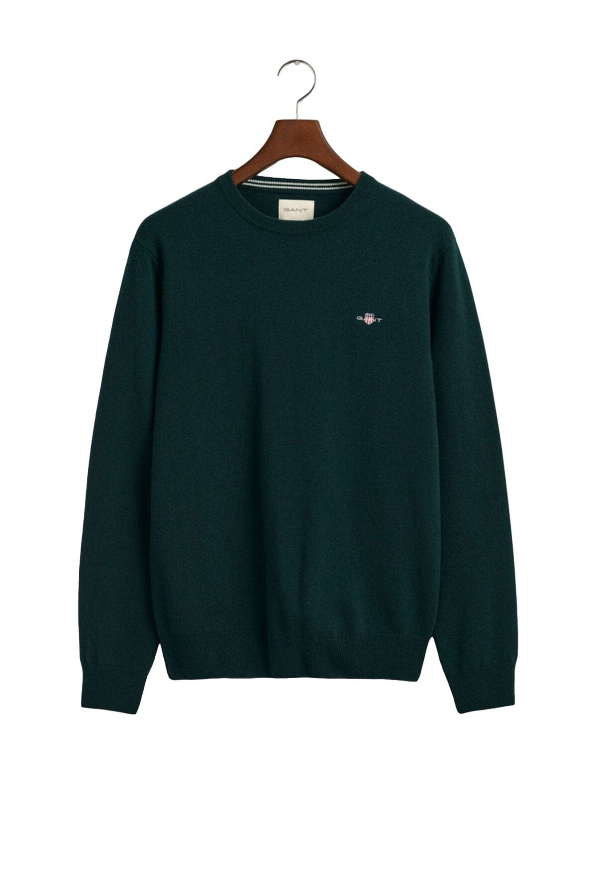 GANT Superfine Lambswool Crew Neck - Tartan Green