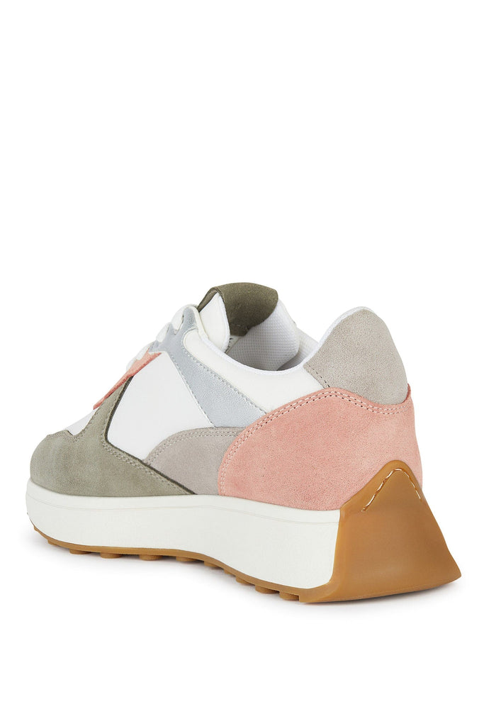 Geox Amabela Suede & Leather Trainers - White Combi