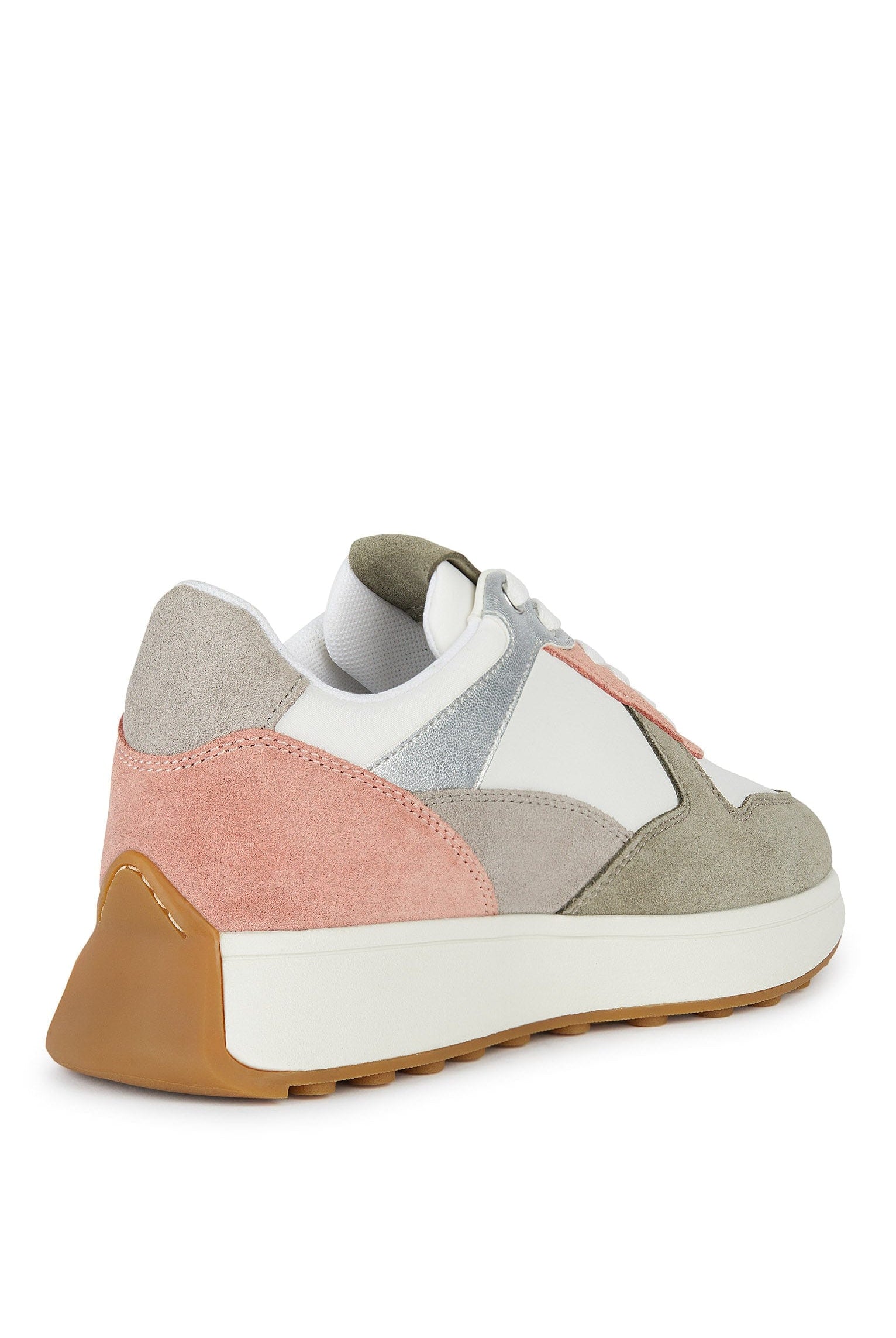 Geox Amabela Suede & Leather Trainers - White Combi