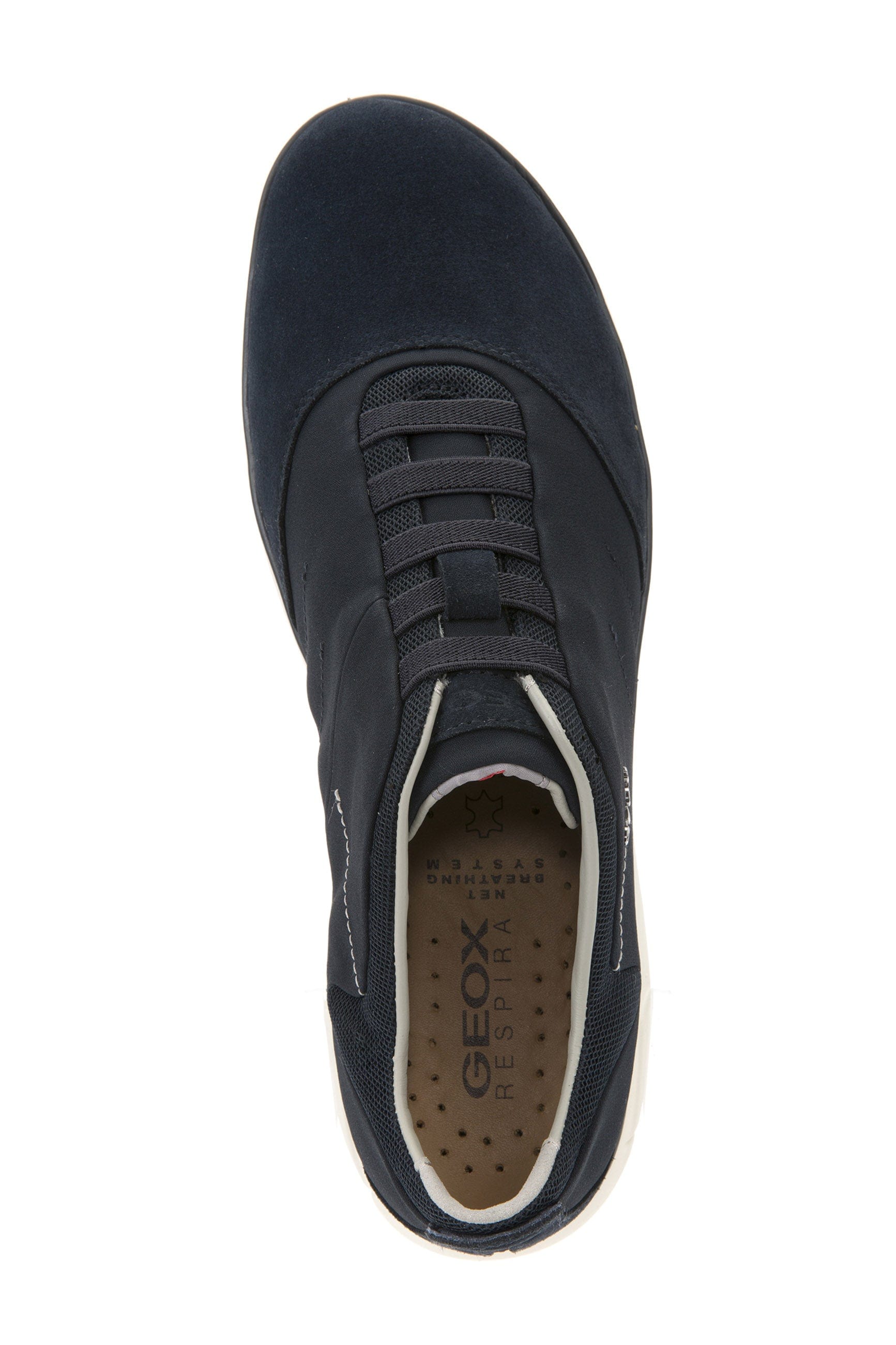 Geox Nebula Cotton & Suede Pull On Trainers - Navy