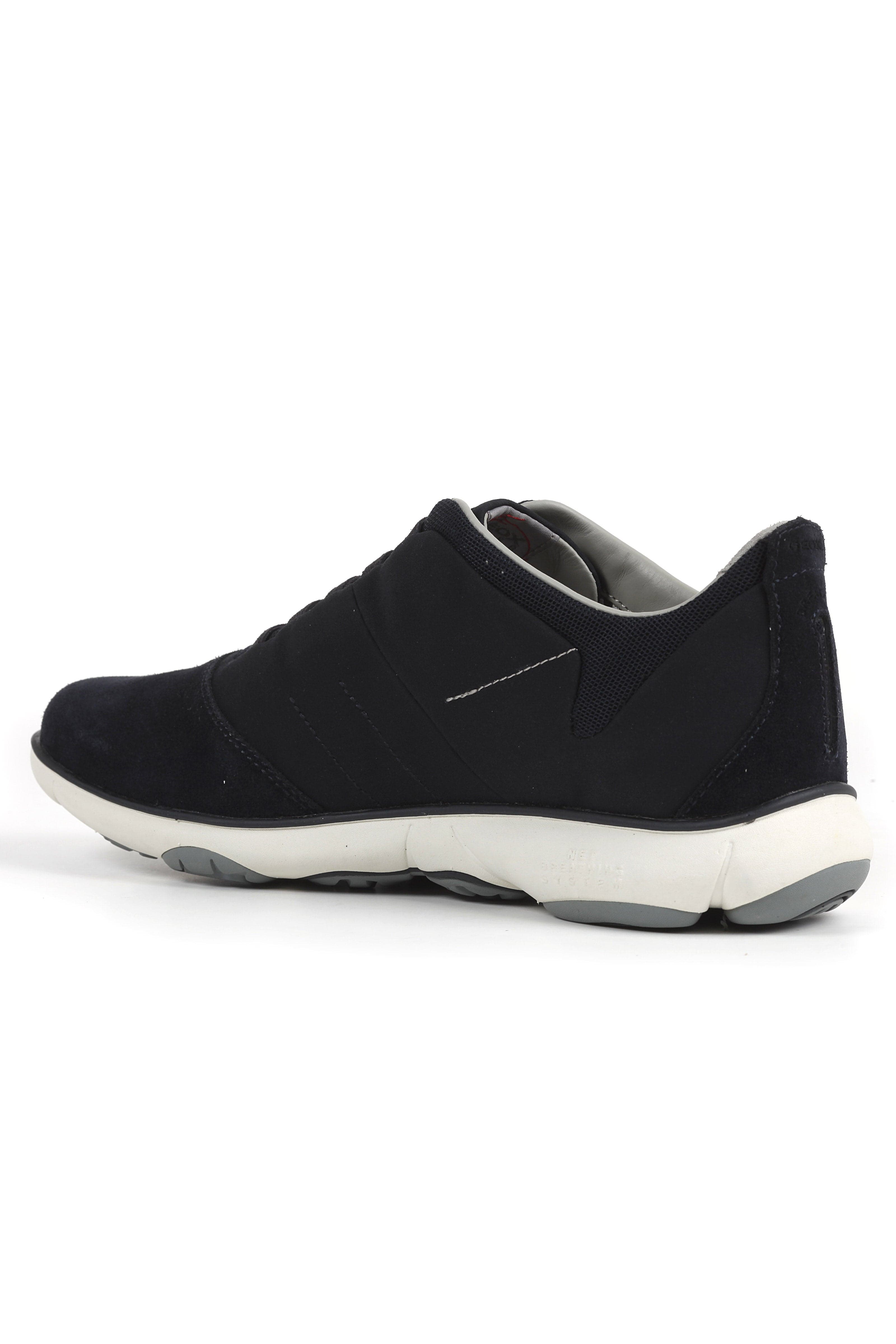 Geox Nebula Cotton & Suede Pull On Trainers - Navy