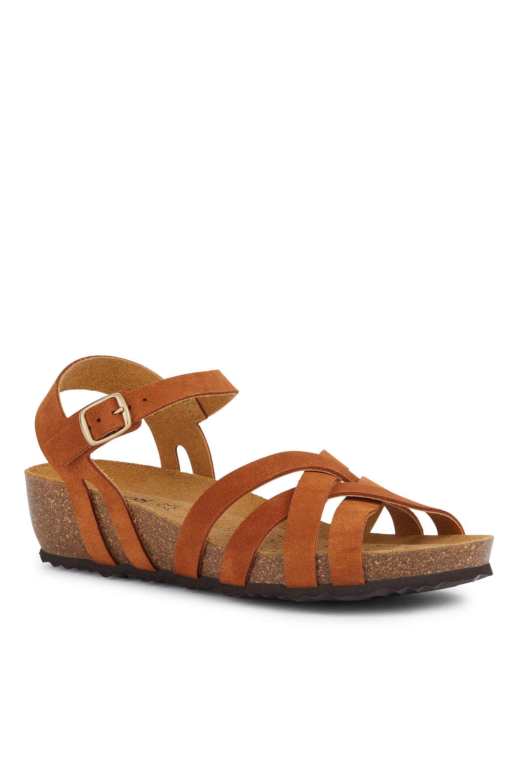 Geox Sthellae Suede Leather Sandals - Cognac