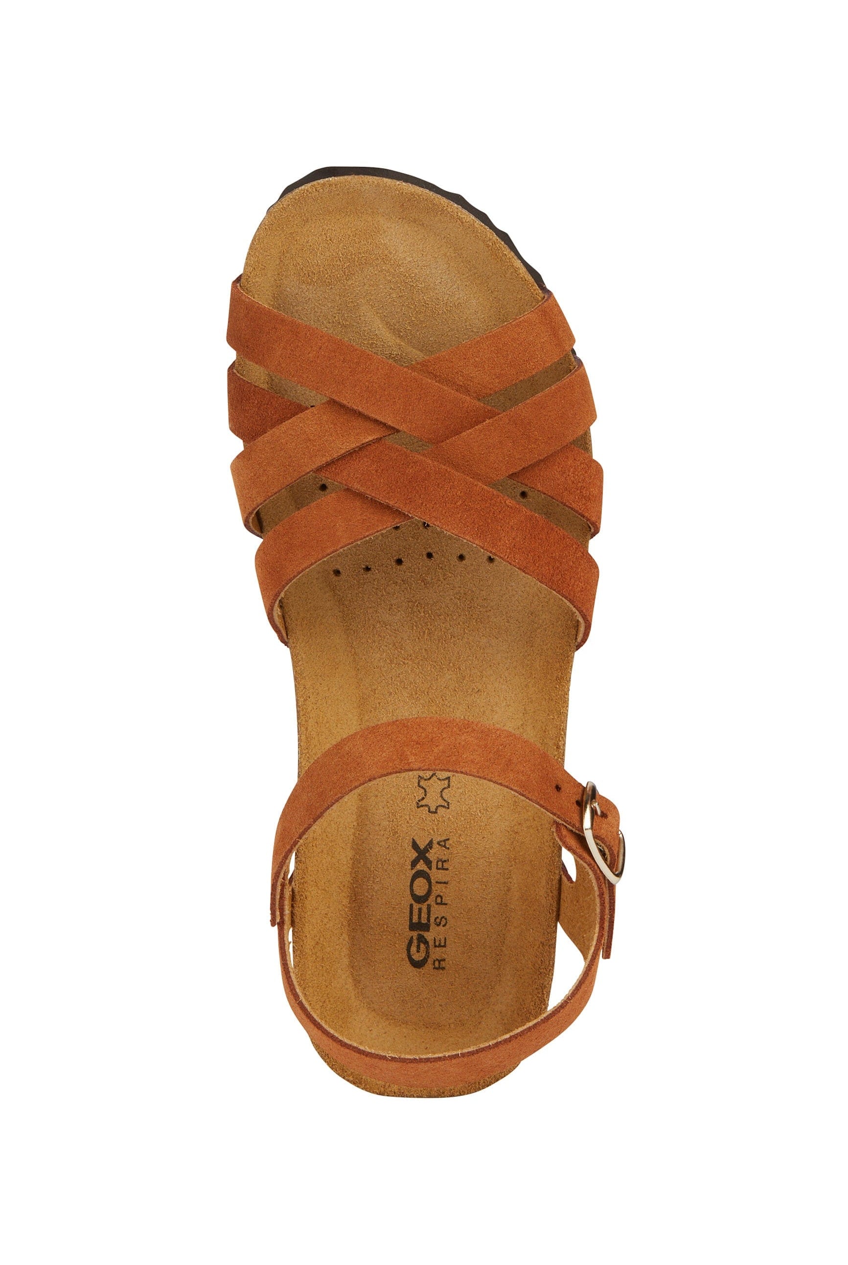Geox Sthellae Suede Leather Sandals - Cognac