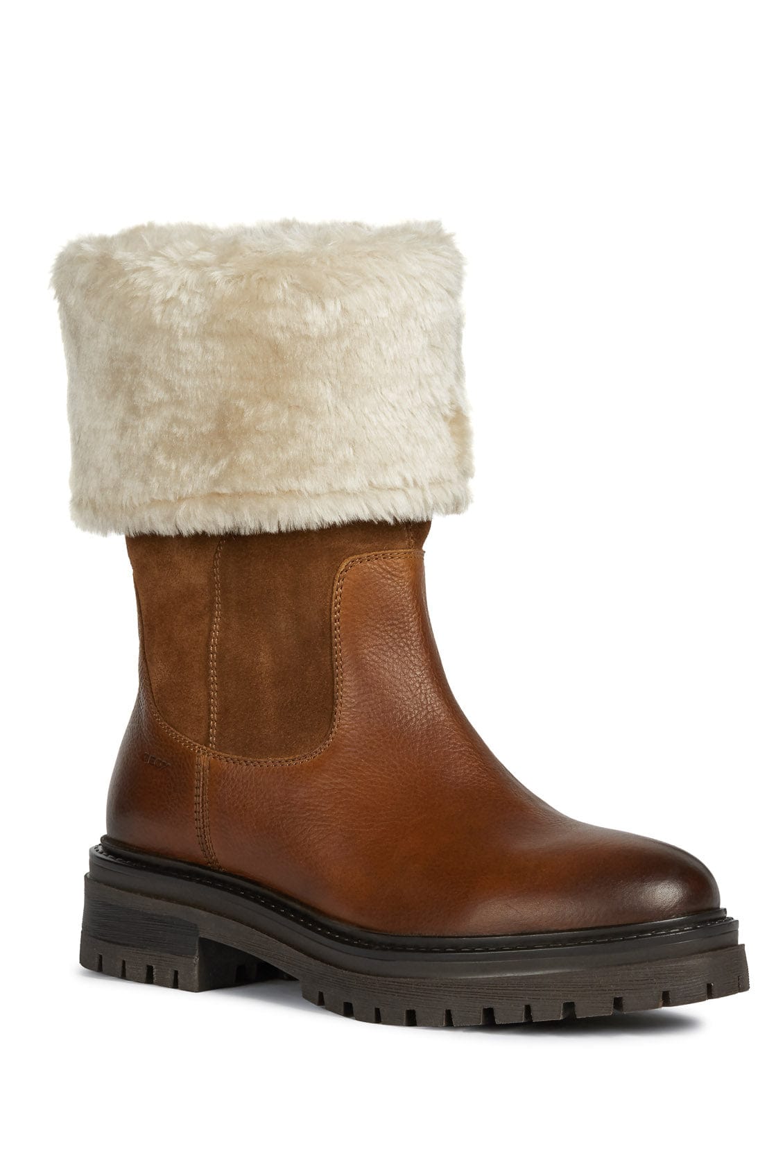 Geox Women's Iridea Suede & Leather Faux Fur Lined Boots - Cognac