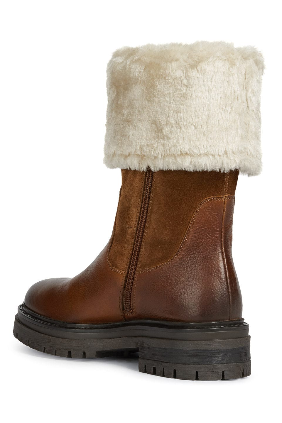 Geox Women's Iridea Suede & Leather Faux Fur Lined Boots - Cognac