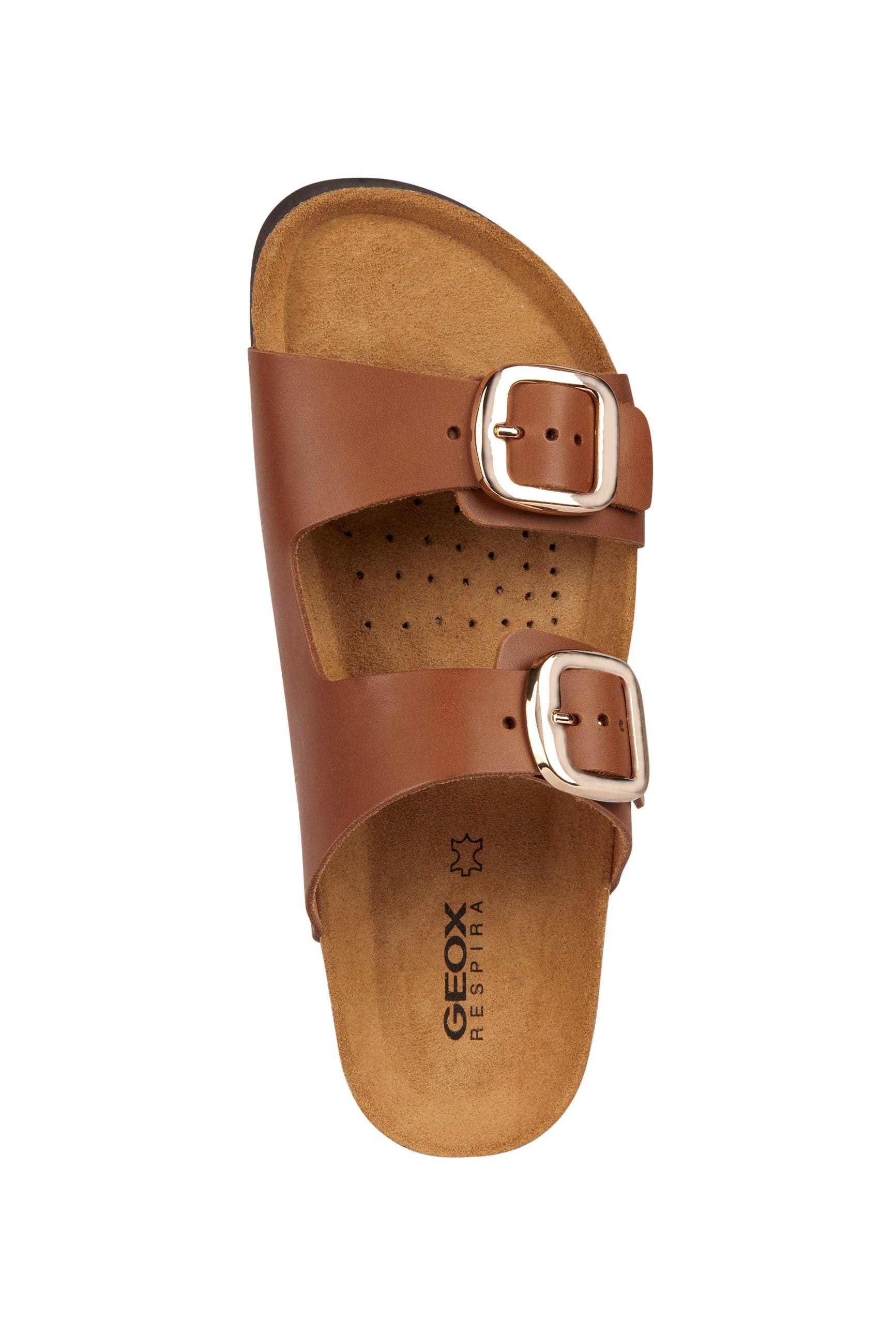 Geox Womens Brionia Leather Slide Sandals - Brown