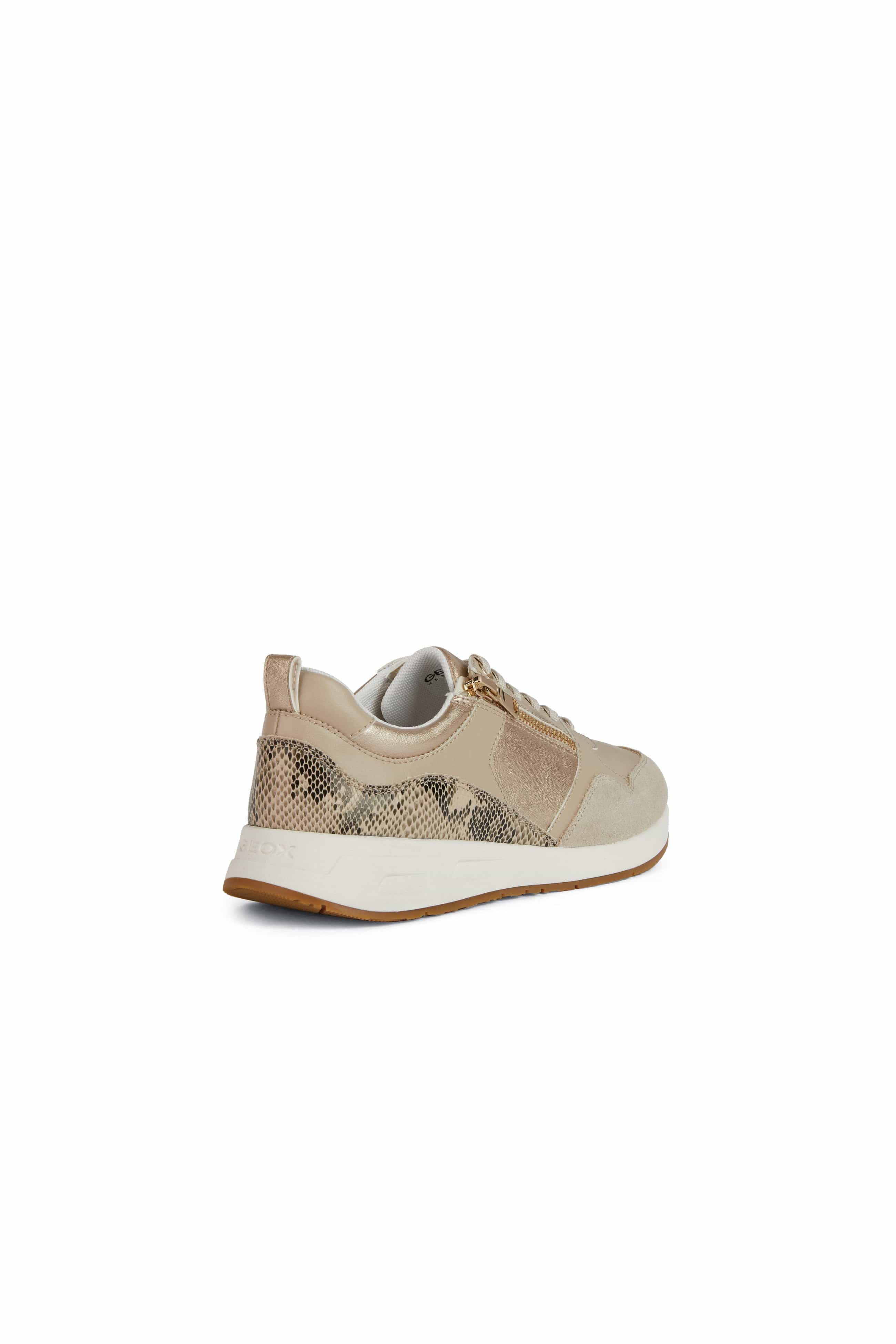 Geox Womens Bulmya Zip Detail Trainers - Light Gold/Light Taupe