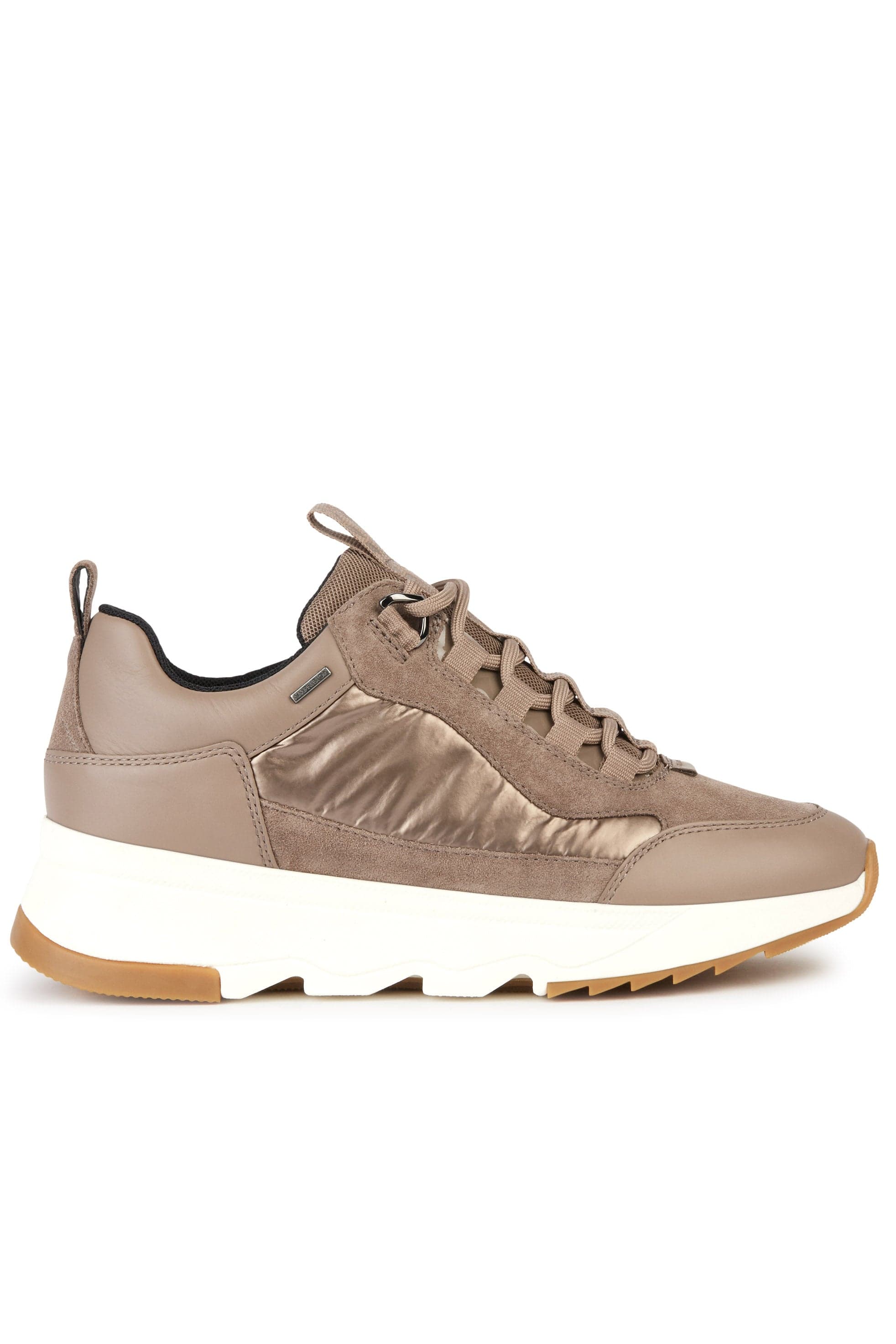 Geox Womens Falena ABX Nappa & Suede Trainers - Dark Taupe