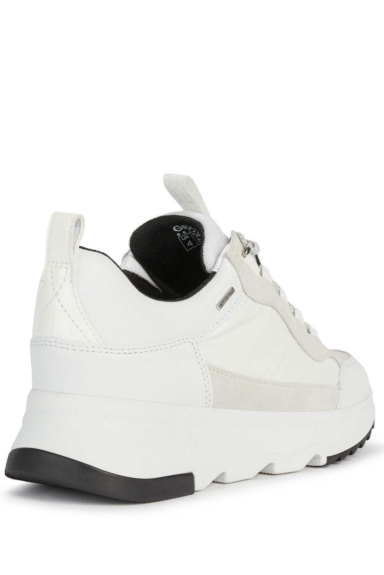 Geox Womens Falena ABX Tumbled Leather & Suede Trainers - White/Off White