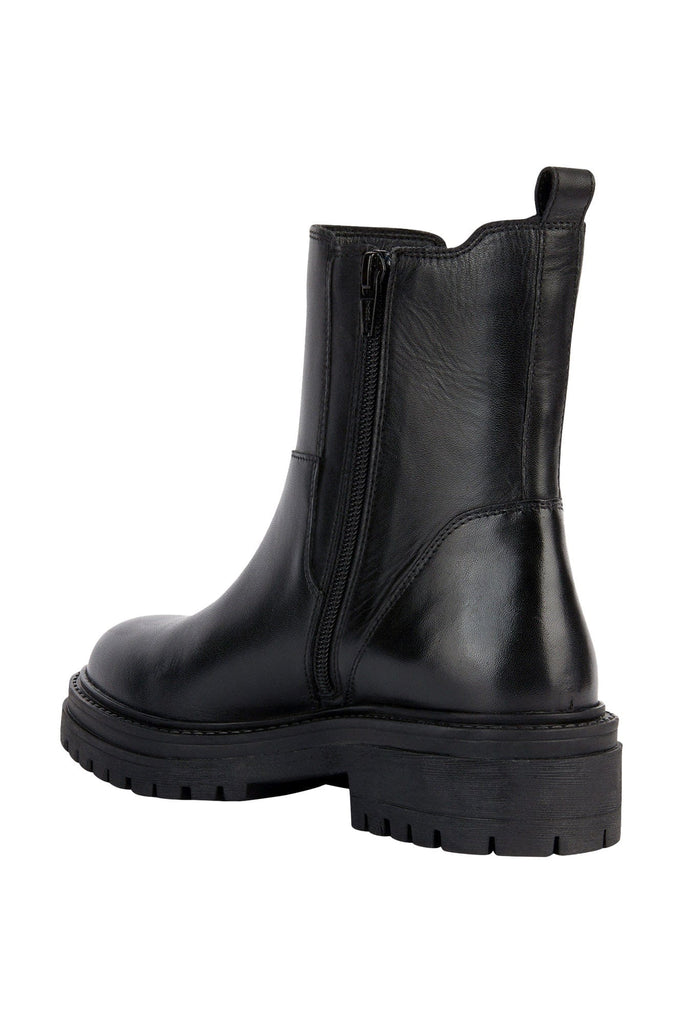 Geox Womens Iridea Leather & Elastic Ankle Boots - Black