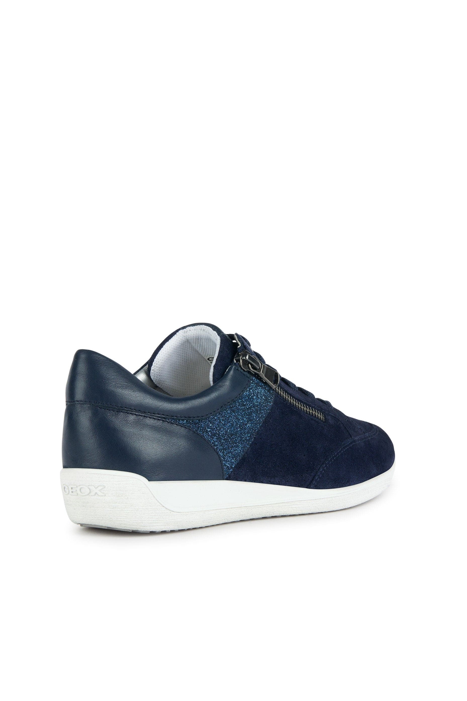 Geox Womens Myria Leather Lace up Trainers - Navy